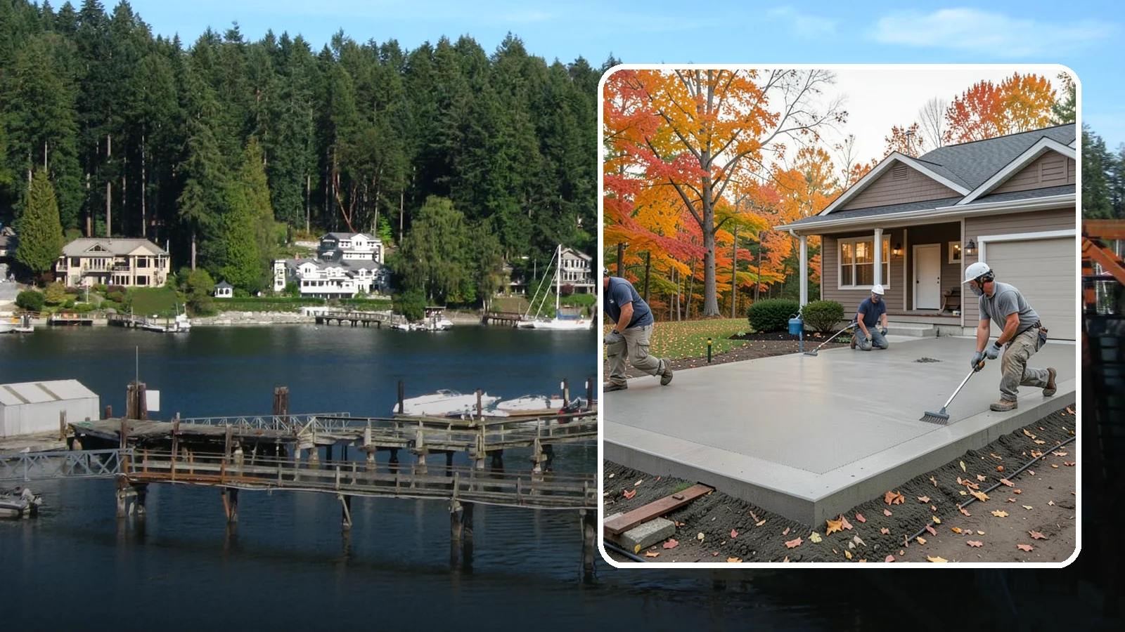 Concrete Pad Installation in Gig Harbor, Pierce County, WA - Level, load-rated pads for hot tubs, sheds, AC units, and RV parking that won't sink into wet soil.