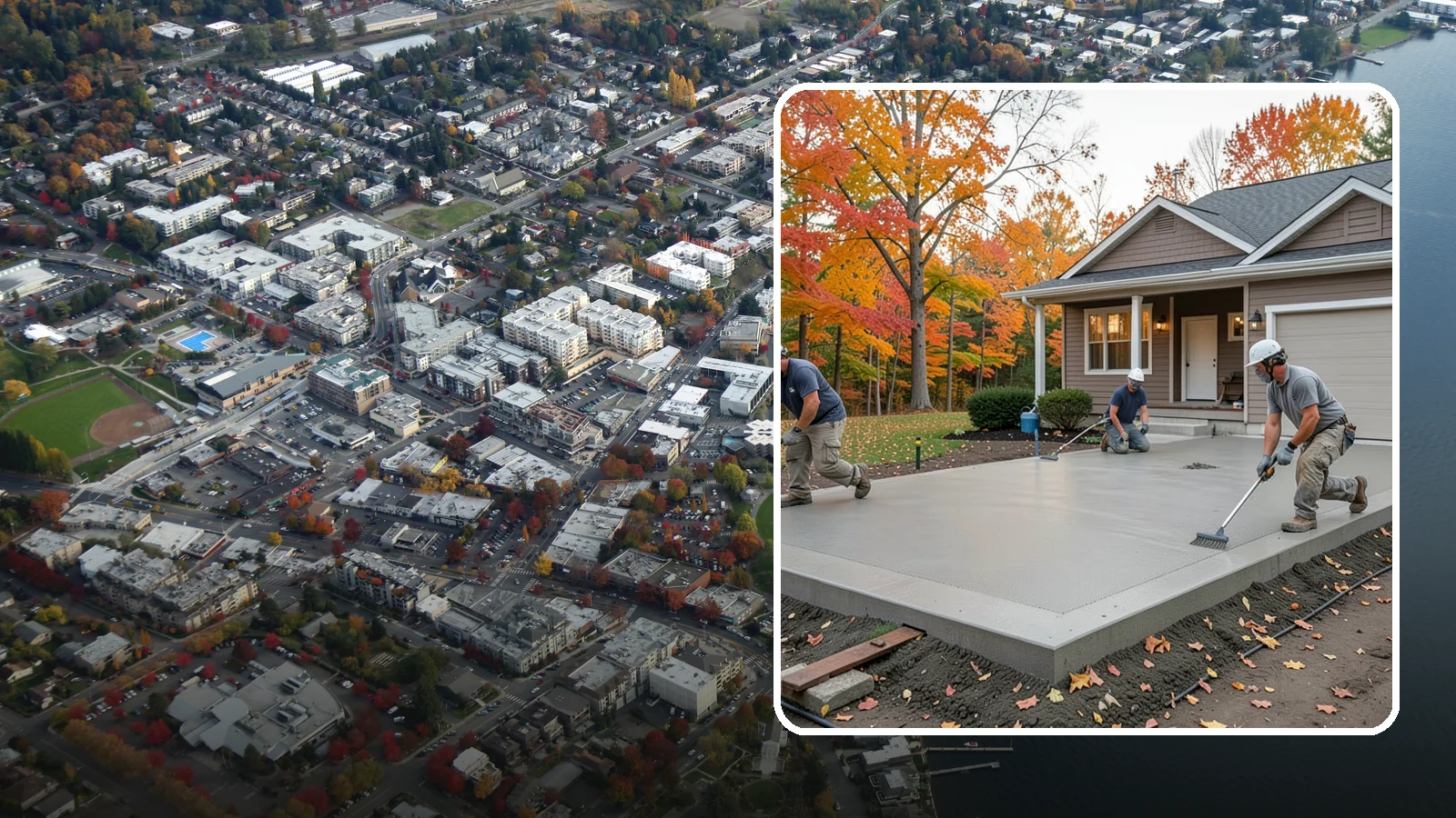Concrete Pad Installation in Kirkland, King County, WA - Level, load-rated pads for hot tubs, sheds, AC units, and RV parking that won't sink into wet soil.