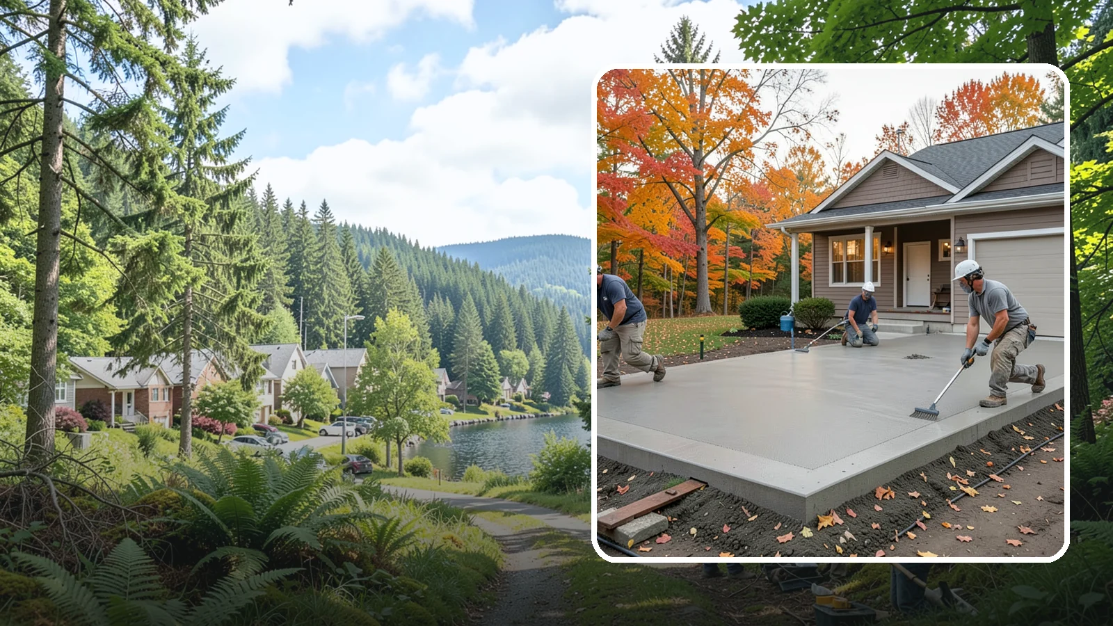 Concrete Pad Installation in Lake Forest Park, King County, WA - Level, load-rated pads for hot tubs, sheds, AC units, and RV parking that won't sink into wet soil.