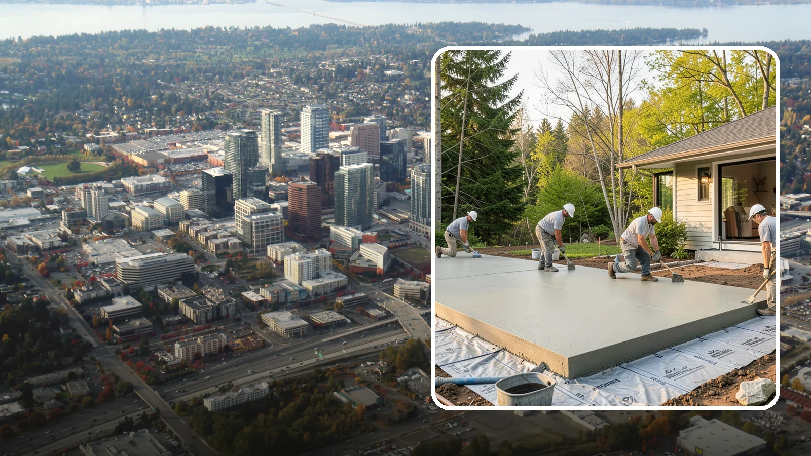 Concrete Slab Installation in Bellevue, King County, WA - Structural concrete slabs poured with vapor barriers and reinforcement suited to damp Northwest ground.
