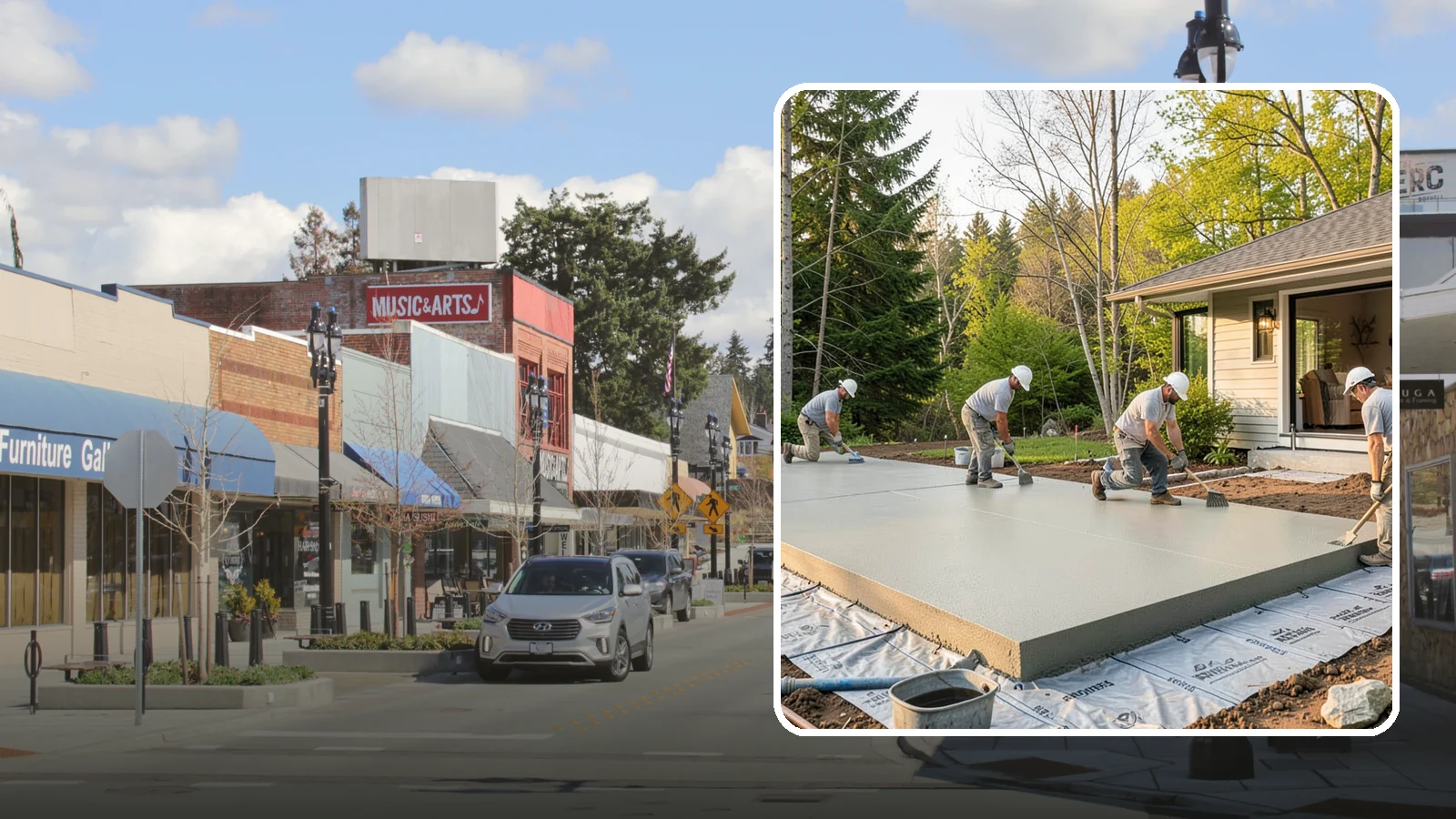 Concrete Slab Installation in Bothell, King County, WA - Structural concrete slabs poured with vapor barriers and reinforcement suited to damp Northwest ground.