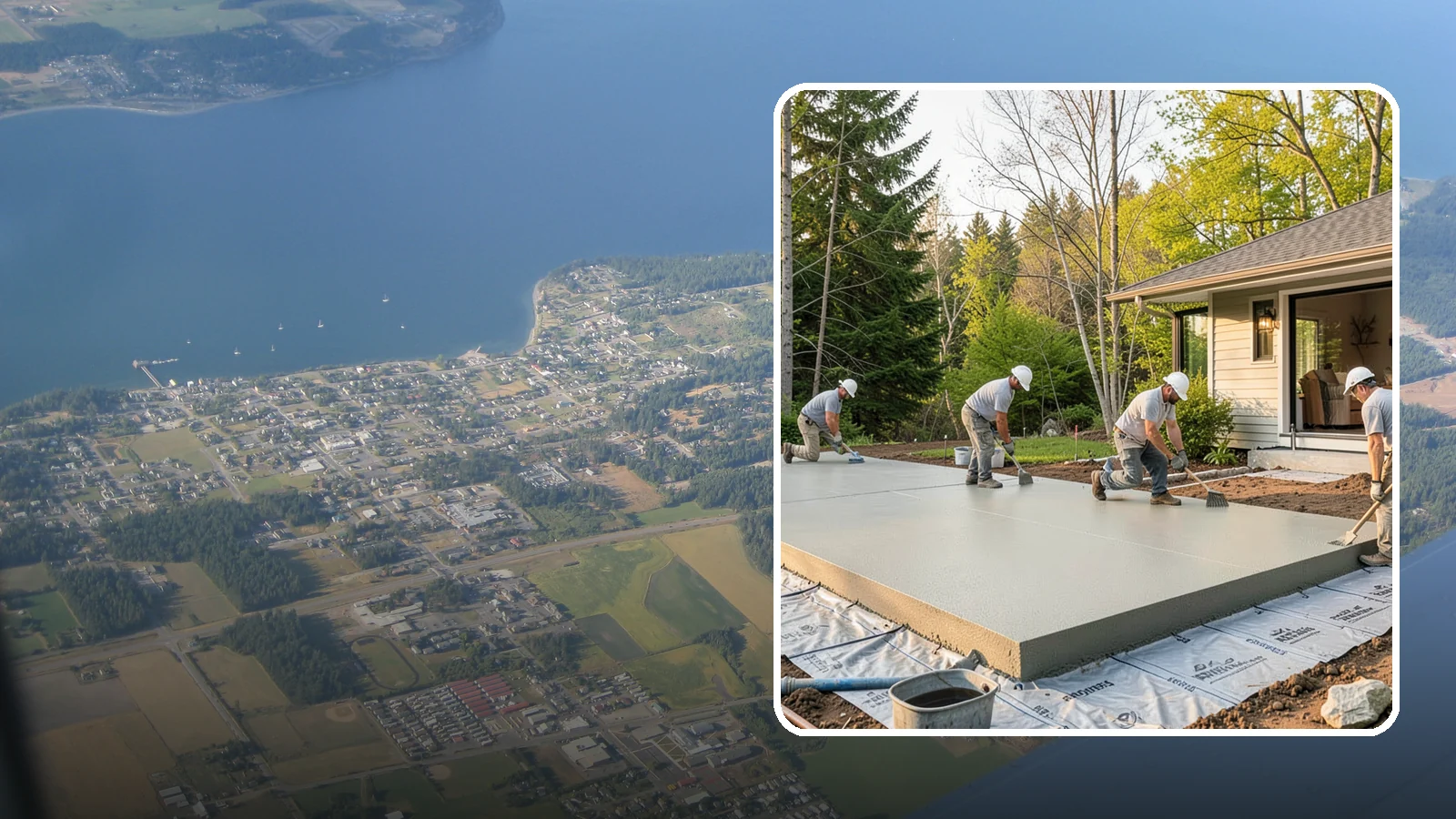 Concrete Slab Installation in Coupeville, Island County, WA - Structural concrete slabs poured with vapor barriers and reinforcement suited to damp Northwest ground.