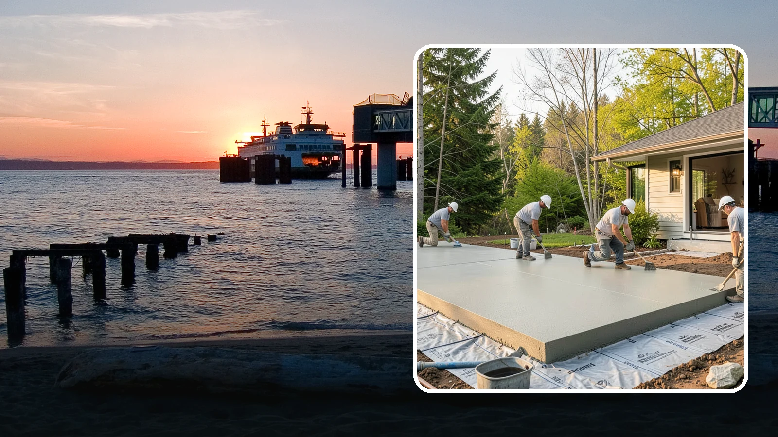 Concrete Slab Installation in Edmonds, Snohomish County, WA - Structural concrete slabs poured with vapor barriers and reinforcement suited to damp Northwest ground.