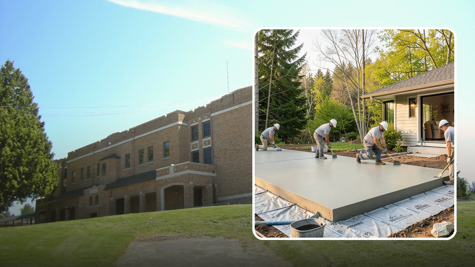 Concrete Slab Installation in Maple Valley, King County, WA - Structural concrete slabs poured with vapor barriers and reinforcement suited to damp Northwest ground.