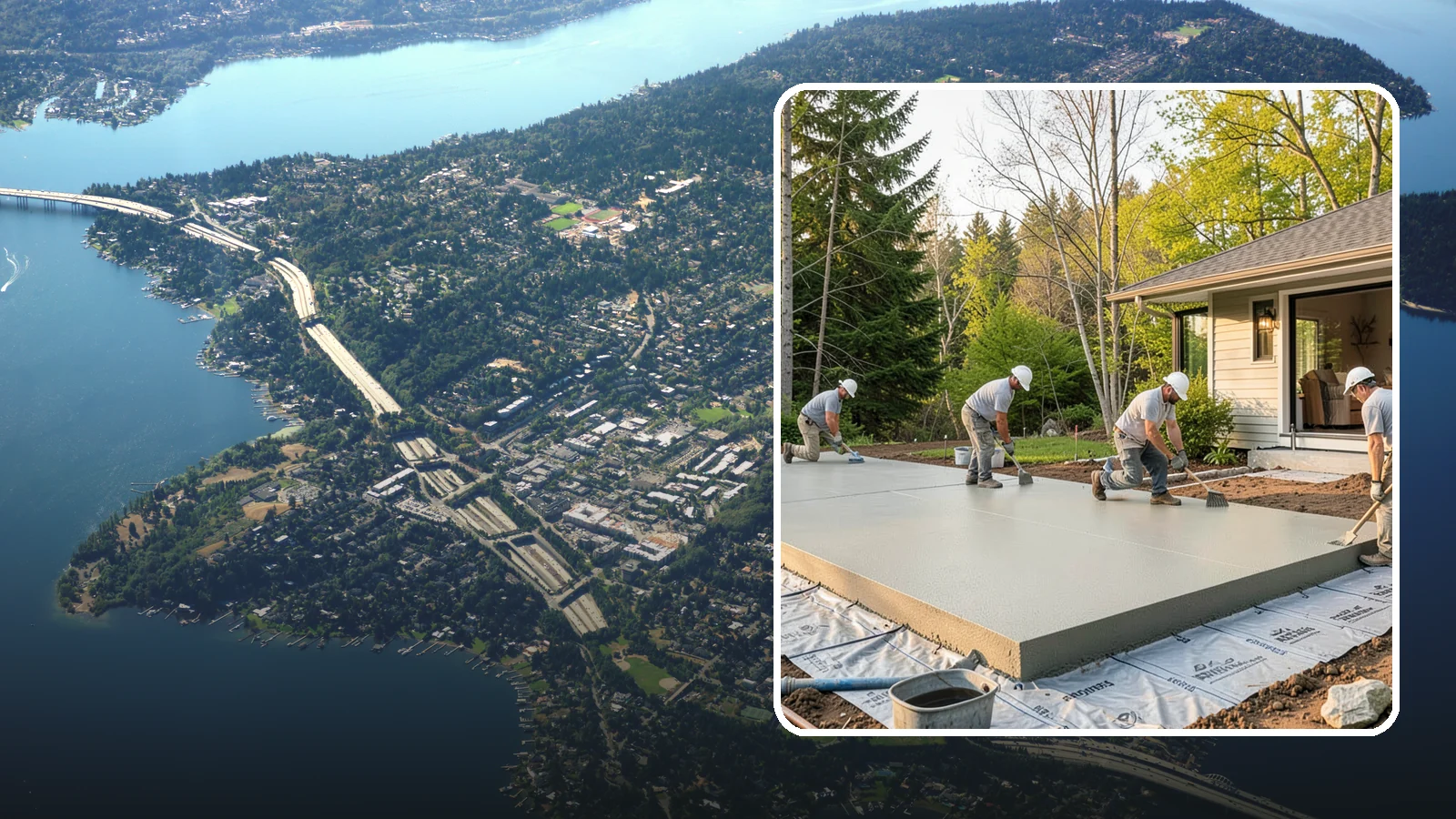 Concrete Slab Installation in Mercer Island, King County, WA - Structural concrete slabs poured with vapor barriers and reinforcement suited to damp Northwest ground.