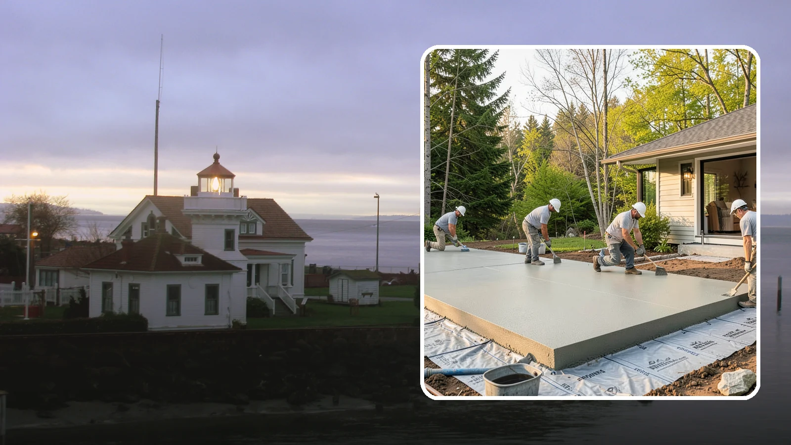 Concrete Slab Installation in Mukilteo, Snohomish County, WA - Structural concrete slabs poured with vapor barriers and reinforcement suited to damp Northwest ground.