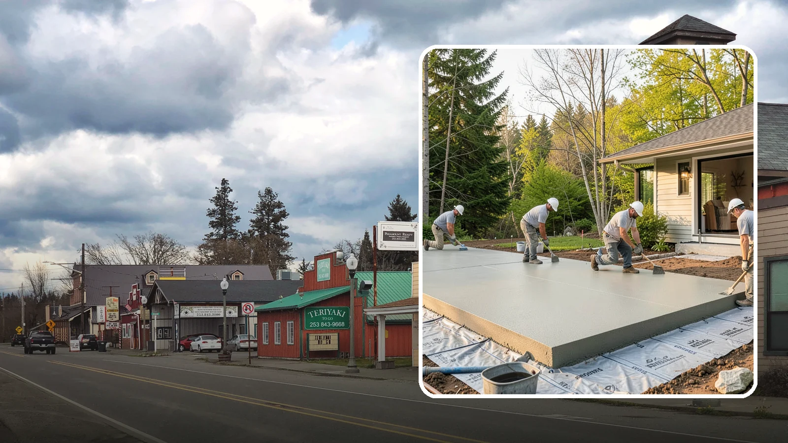 Concrete Slab Installation in Roy, Pierce County, WA - Structural concrete slabs poured with vapor barriers and reinforcement suited to damp Northwest ground.