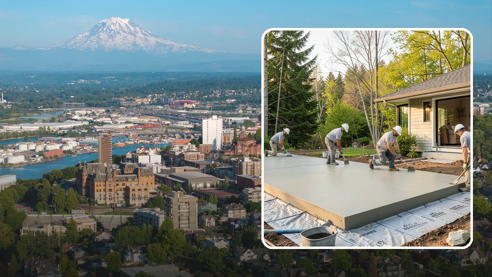 Concrete Slab Installation in Tacoma, Pierce County, WA - Structural concrete slabs poured with vapor barriers and reinforcement suited to damp Northwest ground.