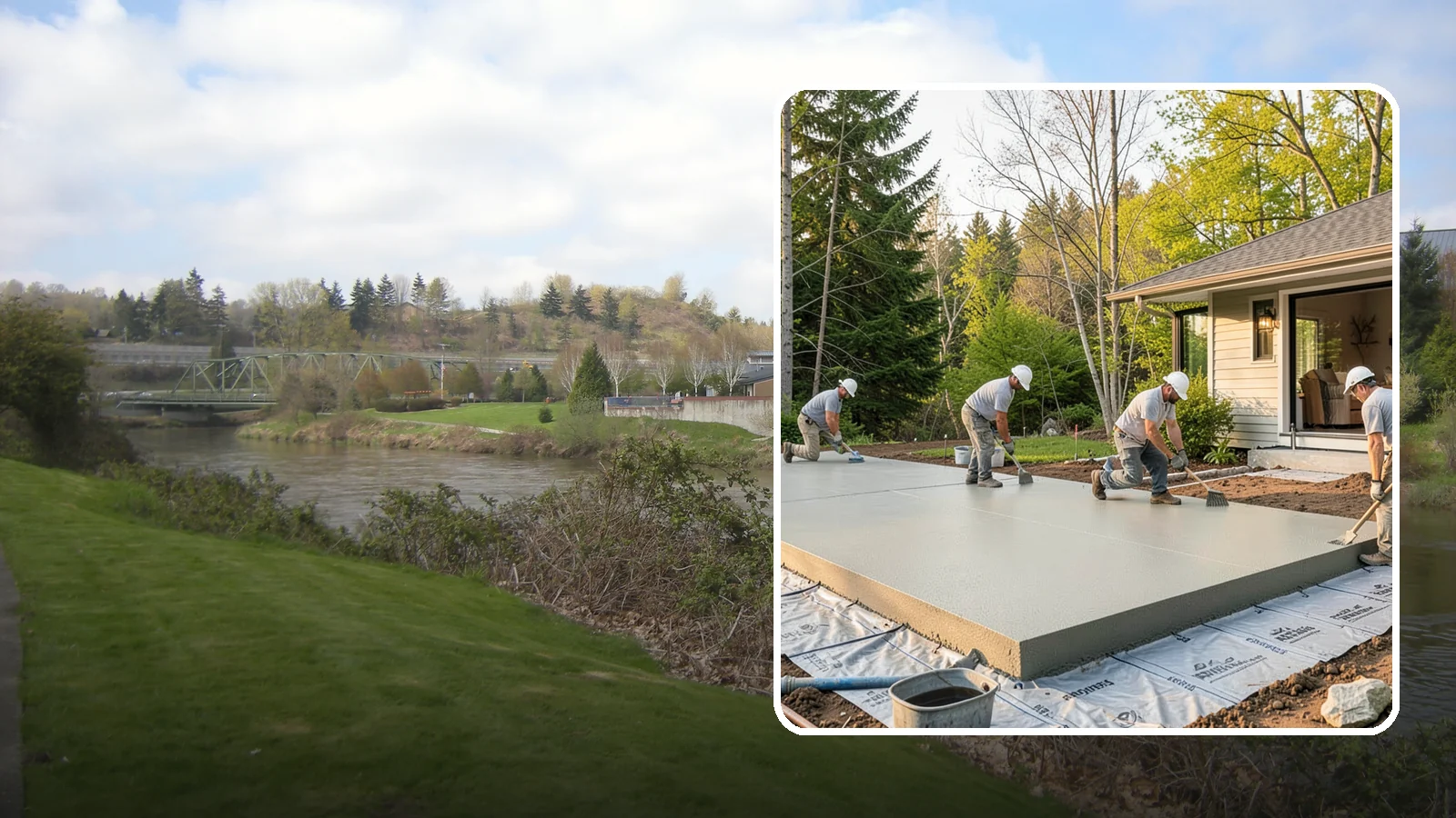 Concrete Slab Installation in Tukwila, King County, WA - Structural concrete slabs poured with vapor barriers and reinforcement suited to damp Northwest ground.