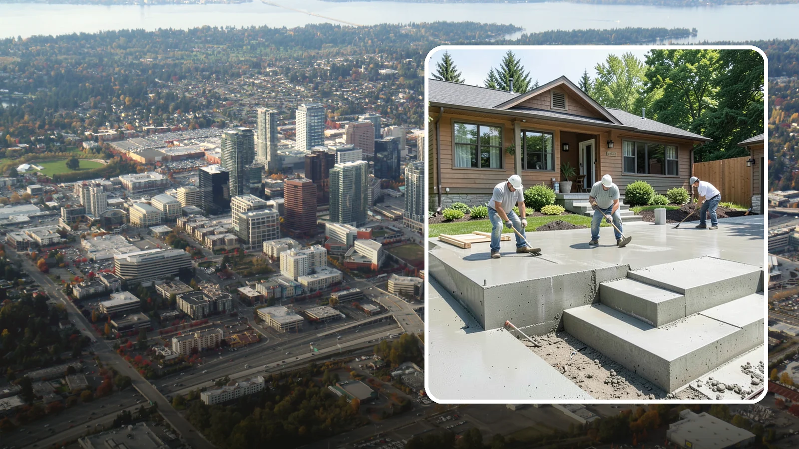 Concrete Steps Construction in Bellevue, King County, WA - Solid, code-height concrete steps engineered for safe footing in rain-soaked Puget Sound conditions.