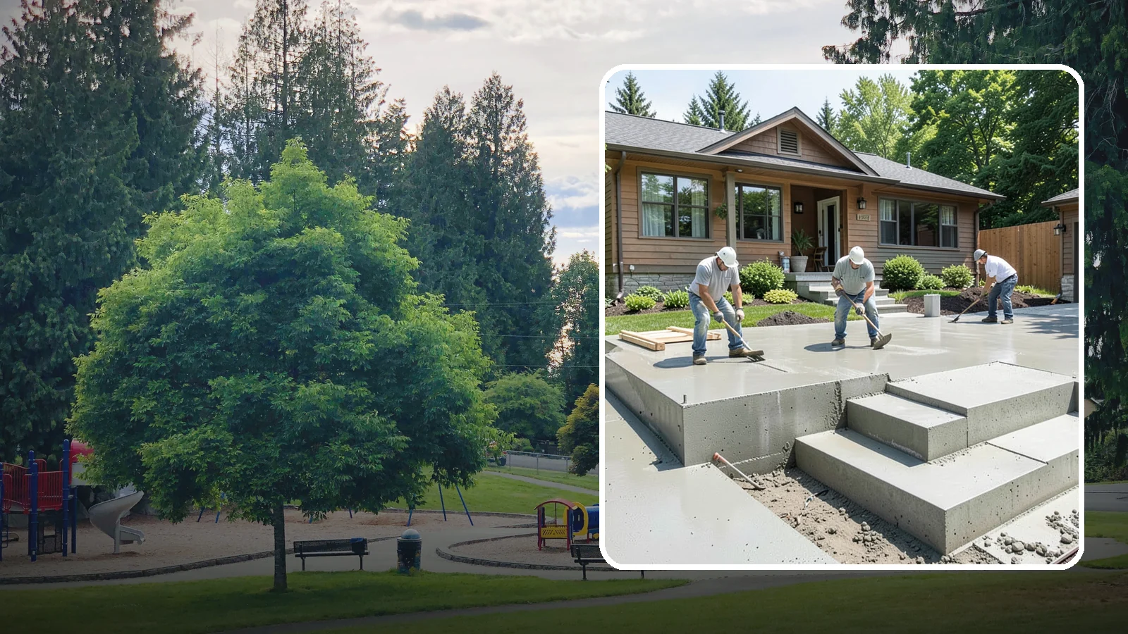 Concrete Steps Construction in Bonney Lake, Pierce County, WA - Solid, code-height concrete steps engineered for safe footing in rain-soaked Puget Sound conditions.