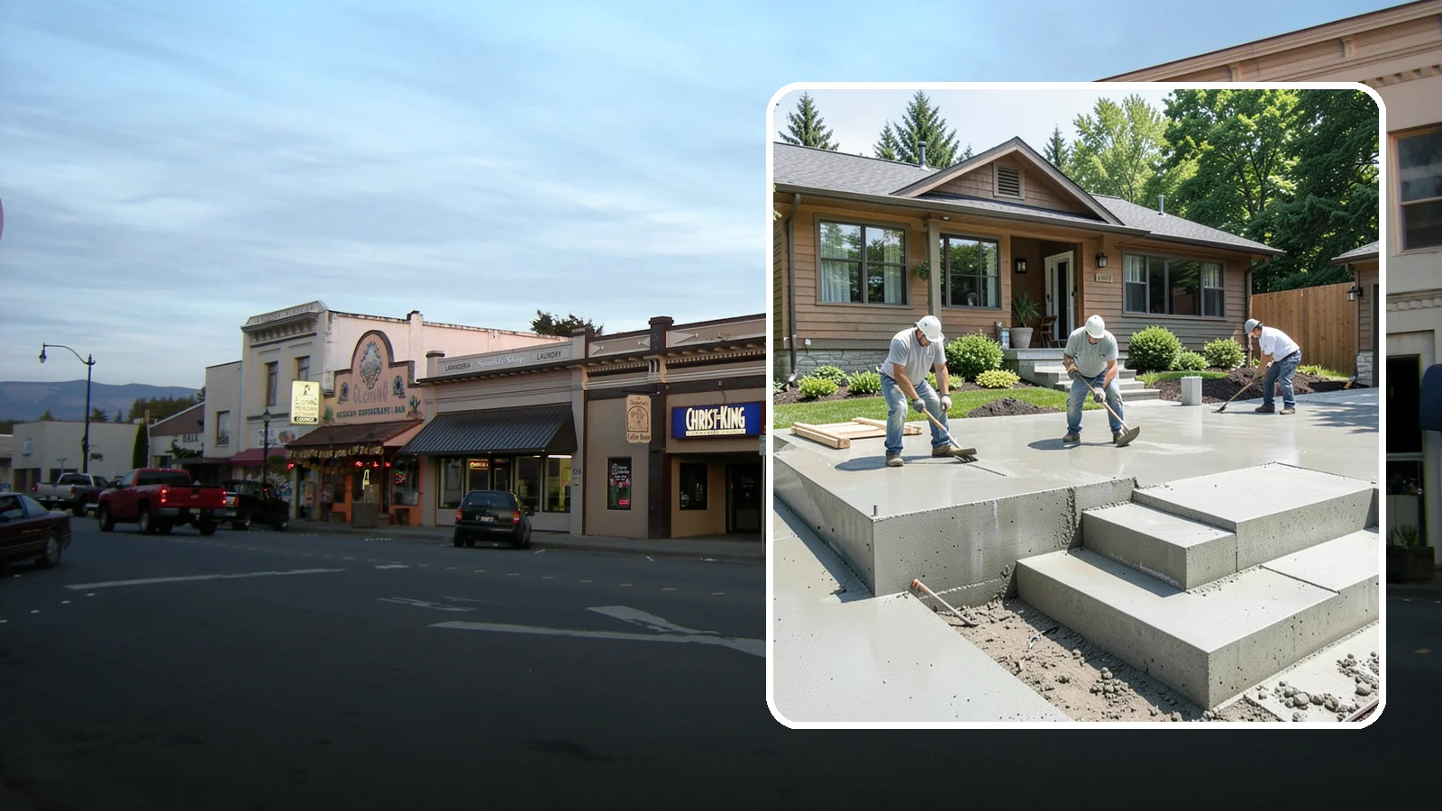 Concrete Steps Construction in Burlington, Skagit County, WA - Solid, code-height concrete steps engineered for safe footing in rain-soaked Puget Sound conditions.