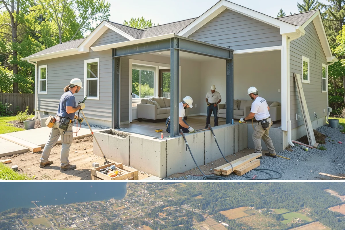 Concrete Steps Construction in Coupeville, Island County, WA - Summer and early fall provide dependable curing weather for structural stairs before the wet season.