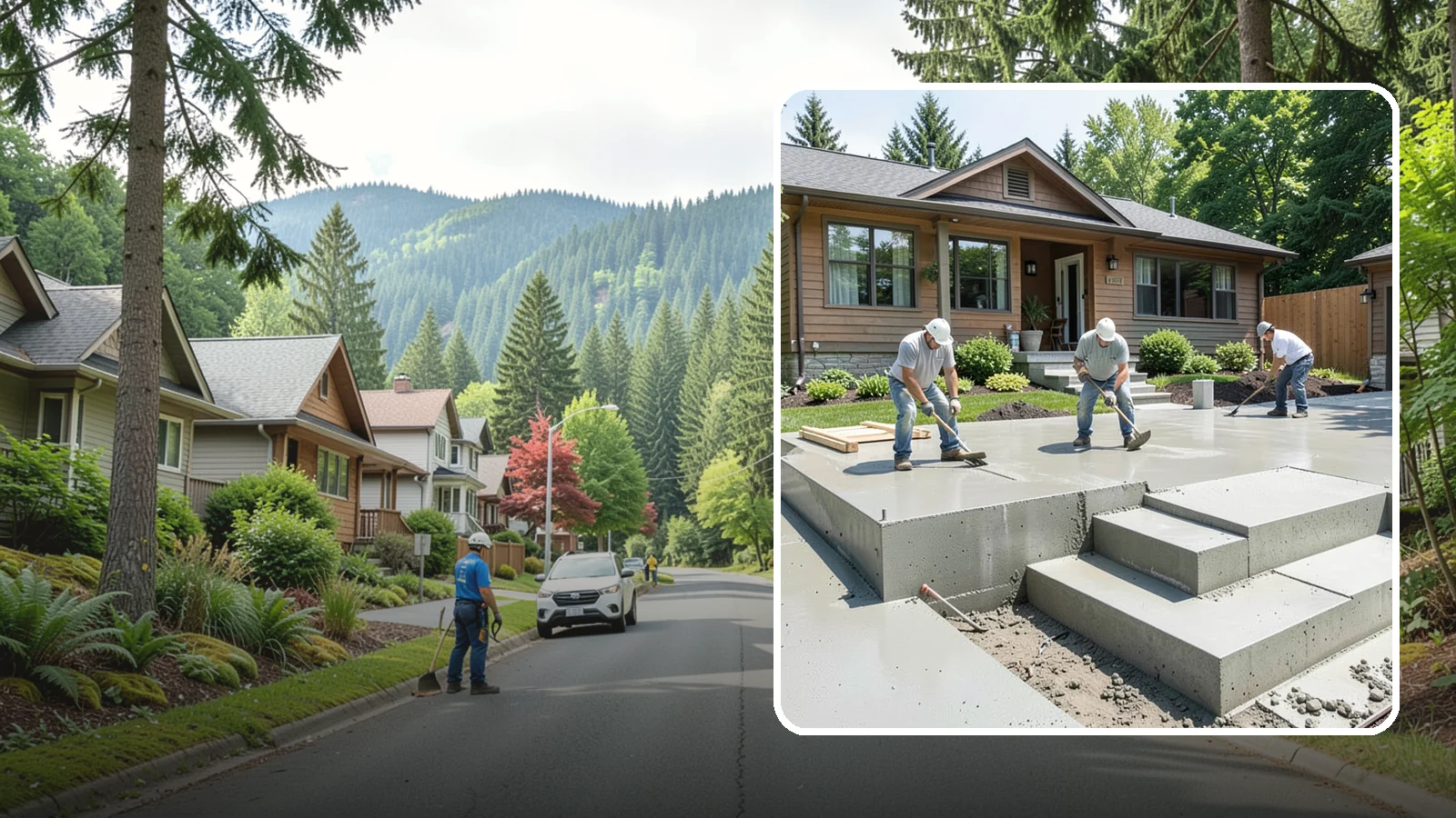 Concrete Steps Construction in Darrington, Snohomish County, WA - Solid, code-height concrete steps engineered for safe footing in rain-soaked Puget Sound conditions.