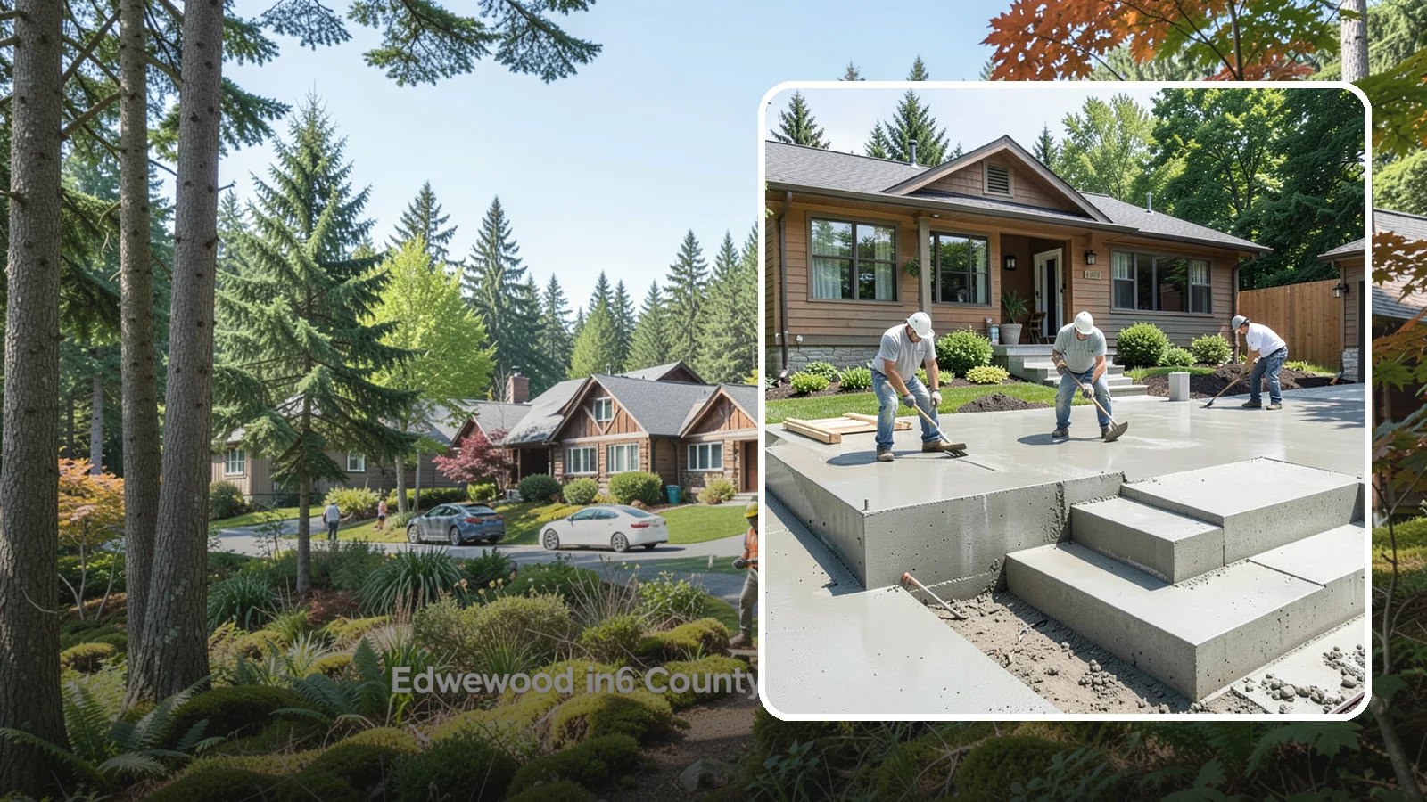 Concrete Steps Construction in Edgewood, Pierce County, WA - Solid, code-height concrete steps engineered for safe footing in rain-soaked Puget Sound conditions.