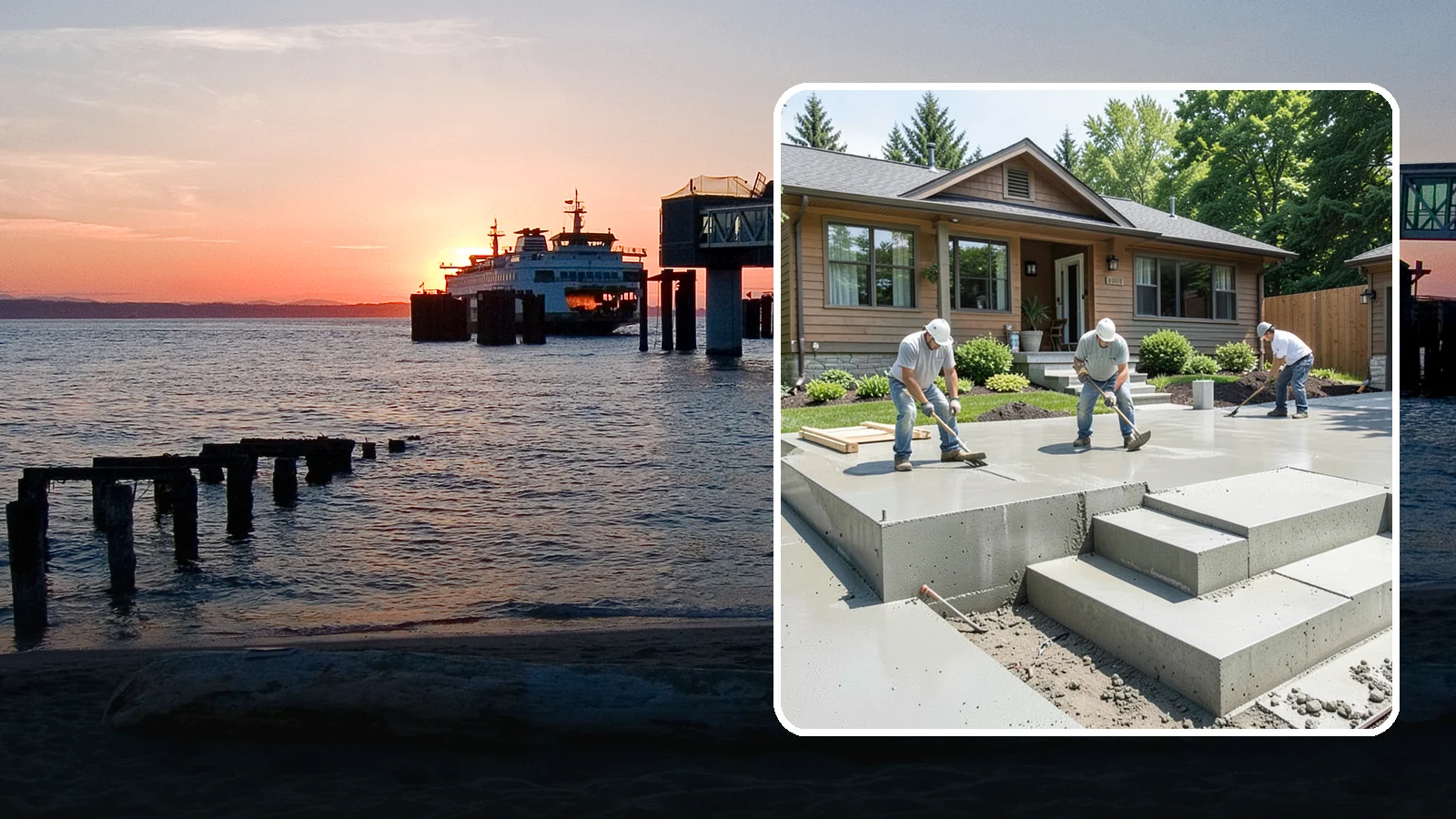 Concrete Steps Construction in Edmonds, Snohomish County, WA - Solid, code-height concrete steps engineered for safe footing in rain-soaked Puget Sound conditions.
