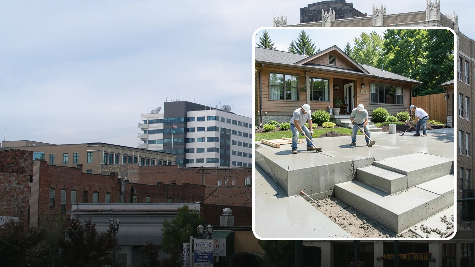 Concrete Steps Construction in Everett, Snohomish County, WA - Solid, code-height concrete steps engineered for safe footing in rain-soaked Puget Sound conditions.