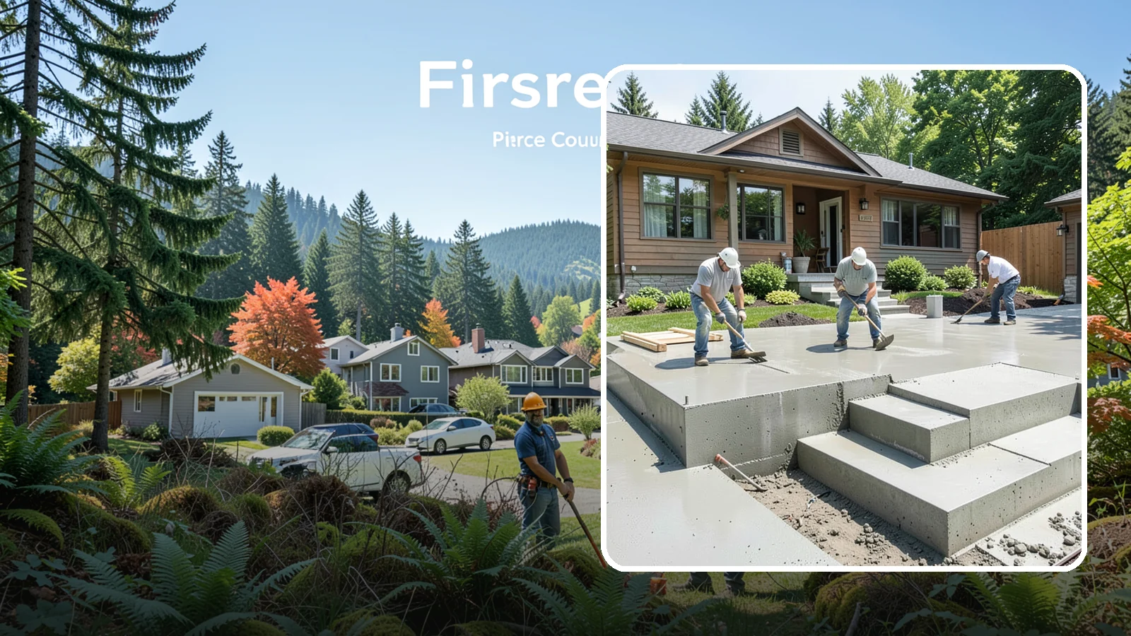 Concrete Steps Construction in Fircrest, Pierce County, WA - Solid, code-height concrete steps engineered for safe footing in rain-soaked Puget Sound conditions.