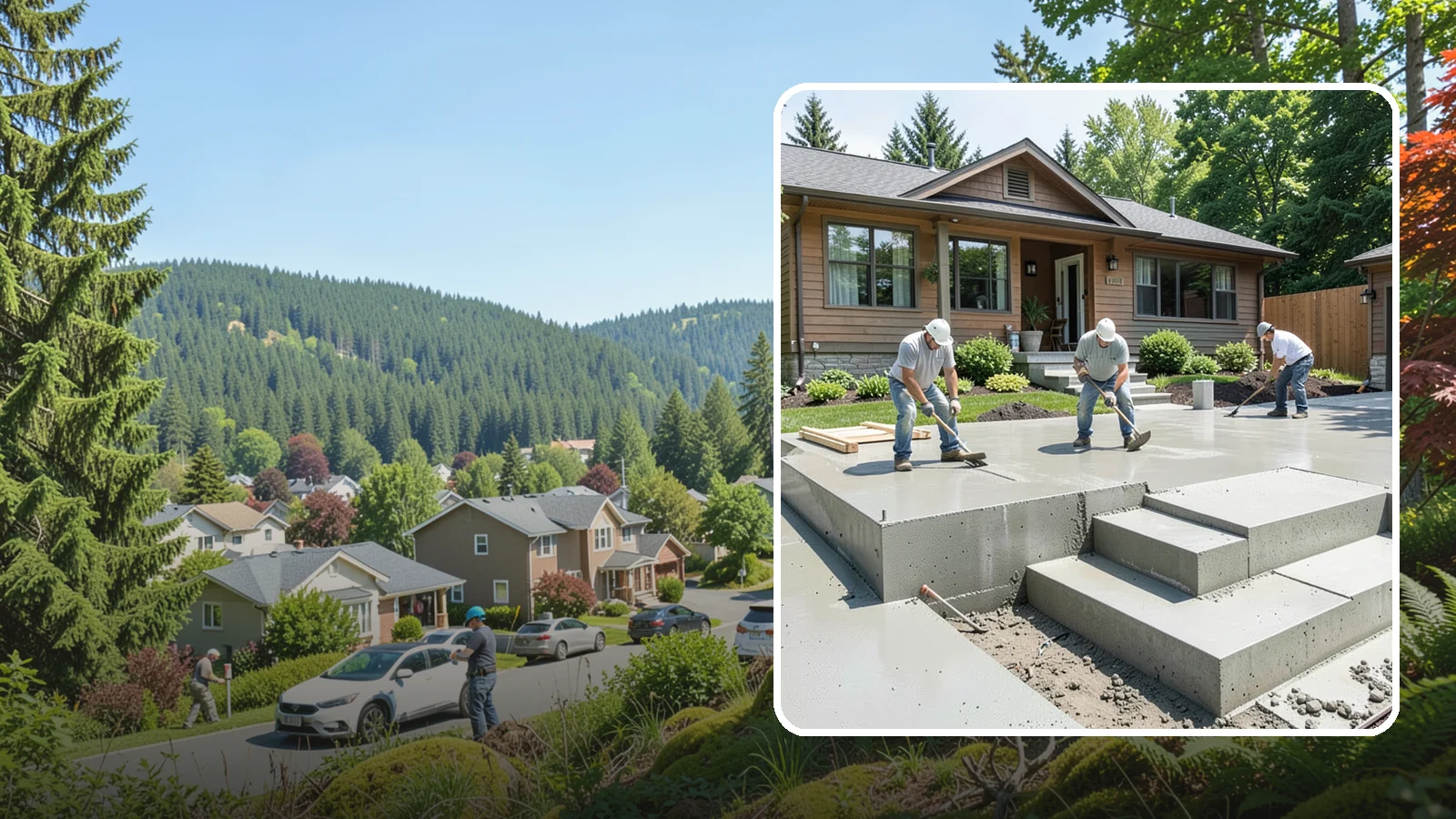 Concrete Steps Construction in Index, Snohomish County, WA - Solid, code-height concrete steps engineered for safe footing in rain-soaked Puget Sound conditions.