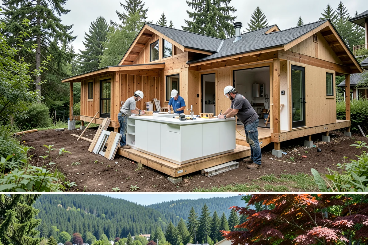 Concrete Steps Construction in Index, Snohomish County, WA - Summer and early fall provide dependable curing weather for structural stairs before the wet season.