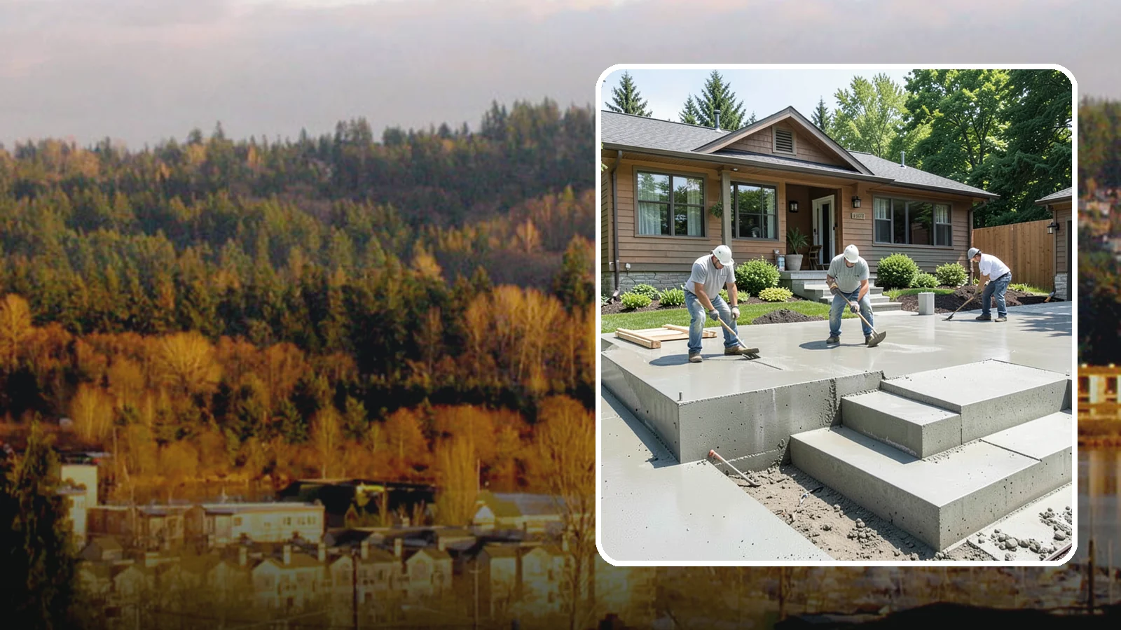 Concrete Steps Construction in Kenmore, King County, WA - Solid, code-height concrete steps engineered for safe footing in rain-soaked Puget Sound conditions.