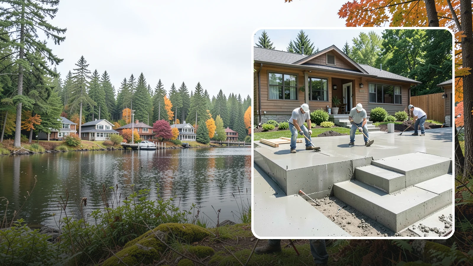 Concrete Steps Construction in La Conner, Skagit County, WA - Solid, code-height concrete steps engineered for safe footing in rain-soaked Puget Sound conditions.