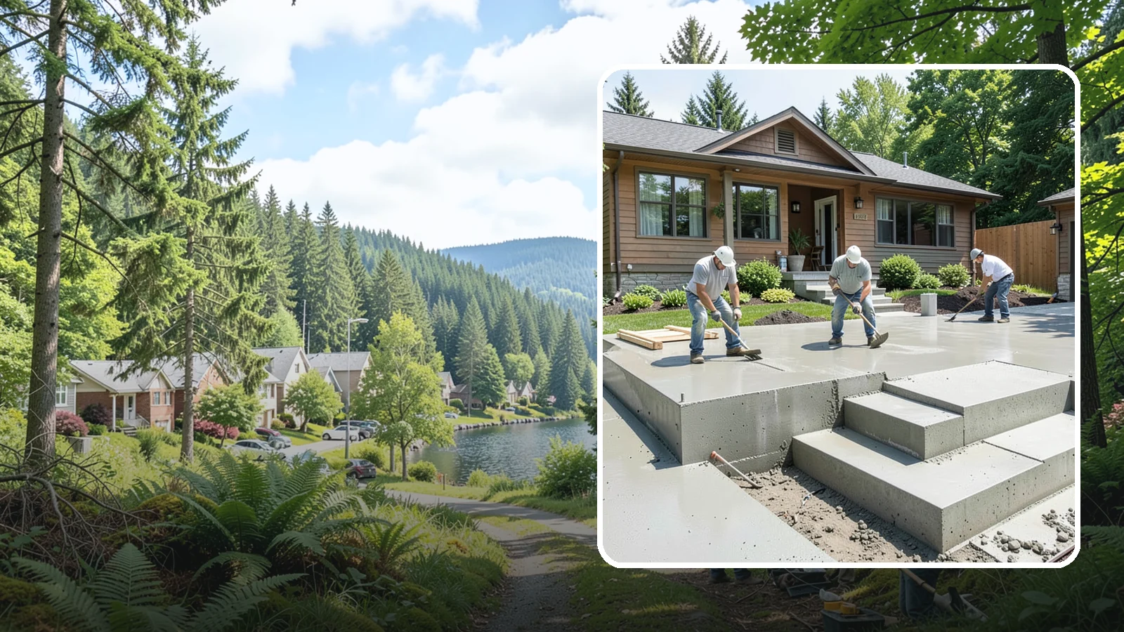 Concrete Steps Construction in Lake Forest Park, King County, WA - Solid, code-height concrete steps engineered for safe footing in rain-soaked Puget Sound conditions.