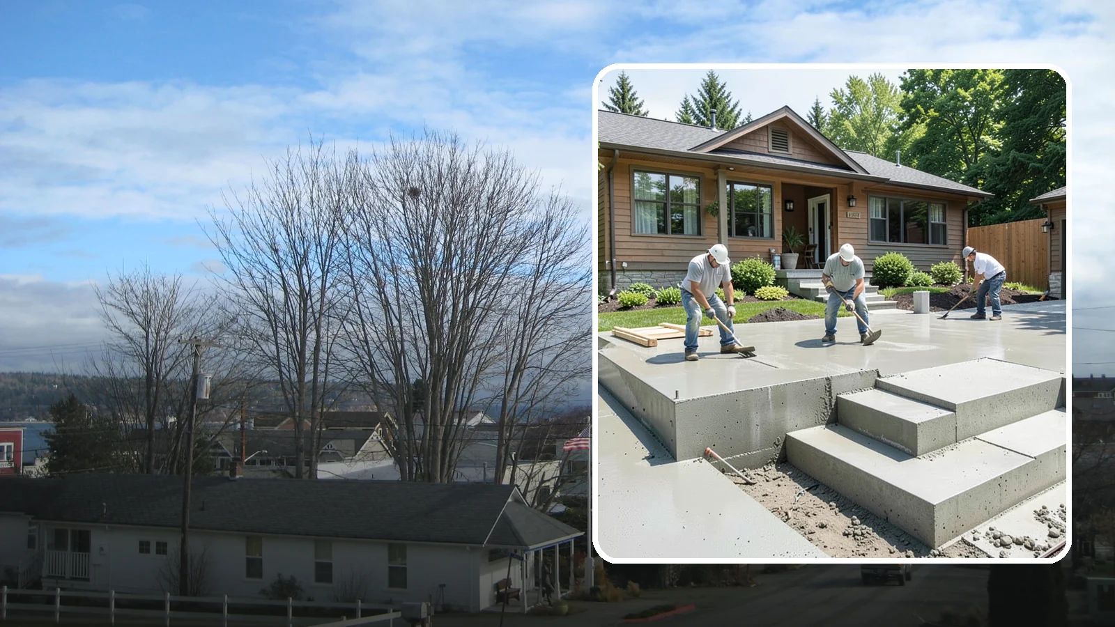 Concrete Steps Construction in Langley, Island County, WA - Solid, code-height concrete steps engineered for safe footing in rain-soaked Puget Sound conditions.