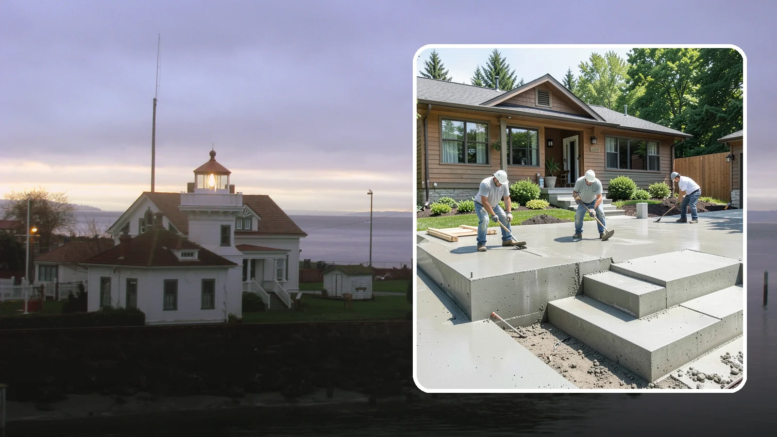 Concrete Steps Construction in Mukilteo, Snohomish County, WA - Solid, code-height concrete steps engineered for safe footing in rain-soaked Puget Sound conditions.