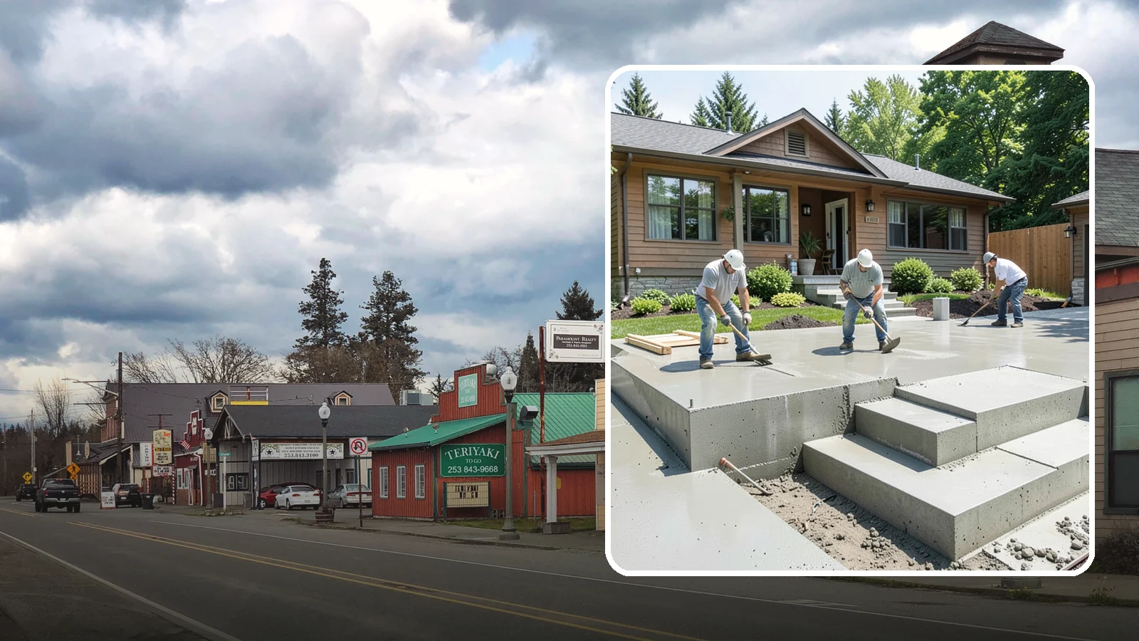 Concrete Steps Construction in Roy, Pierce County, WA - Solid, code-height concrete steps engineered for safe footing in rain-soaked Puget Sound conditions.