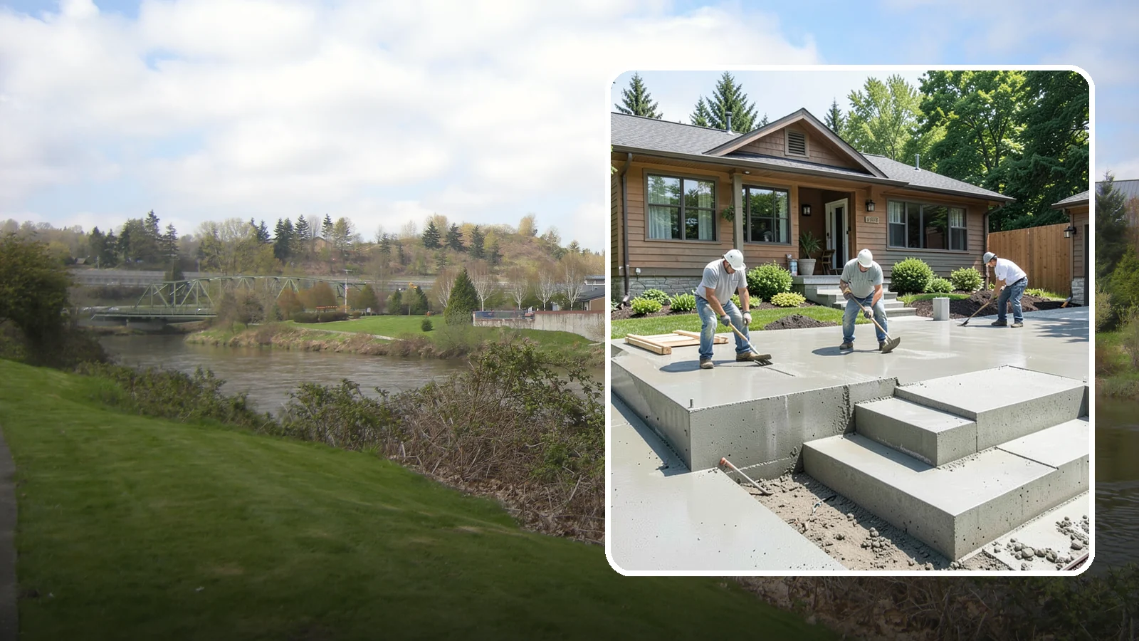 Concrete Steps Construction in Tukwila, King County, WA - Solid, code-height concrete steps engineered for safe footing in rain-soaked Puget Sound conditions.