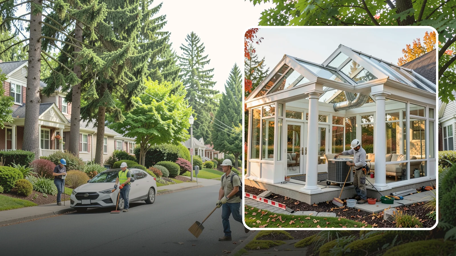 Conservatory Construction in Beaux Arts Village, King County, WA - An elegant, classically styled glass room addition inspired by traditional garden conservatories.