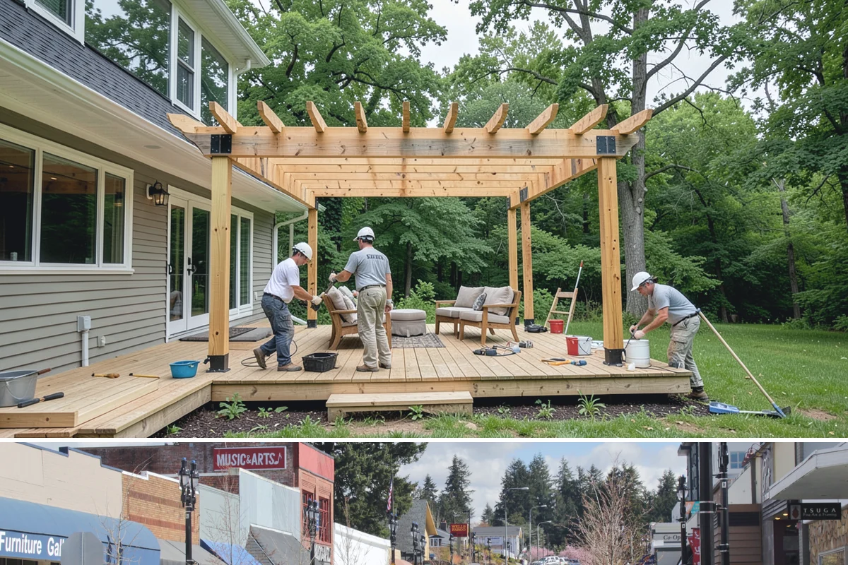 Conservatory Construction in Bothell, King County, WA - The glass roof and walls are installed during dry weather to ensure fully weather-tight seals.