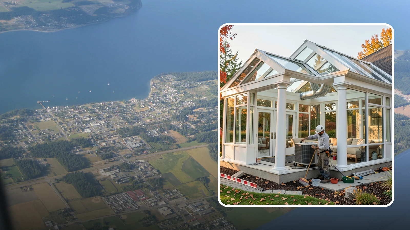 Conservatory Construction in Coupeville, Island County, WA - An elegant, classically styled glass room addition inspired by traditional garden conservatories.