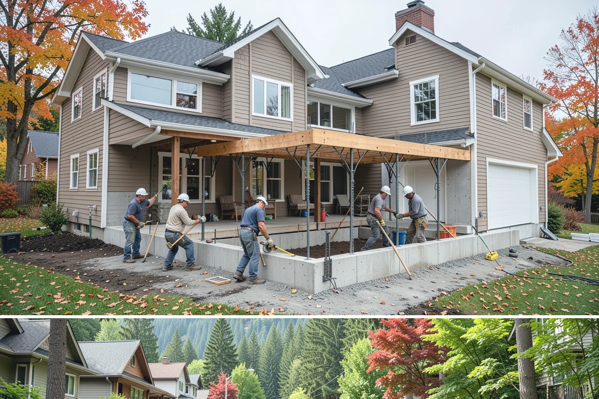 Conservatory Construction in Darrington, Snohomish County, WA - The glass roof and walls are installed during dry weather to ensure fully weather-tight seals.
