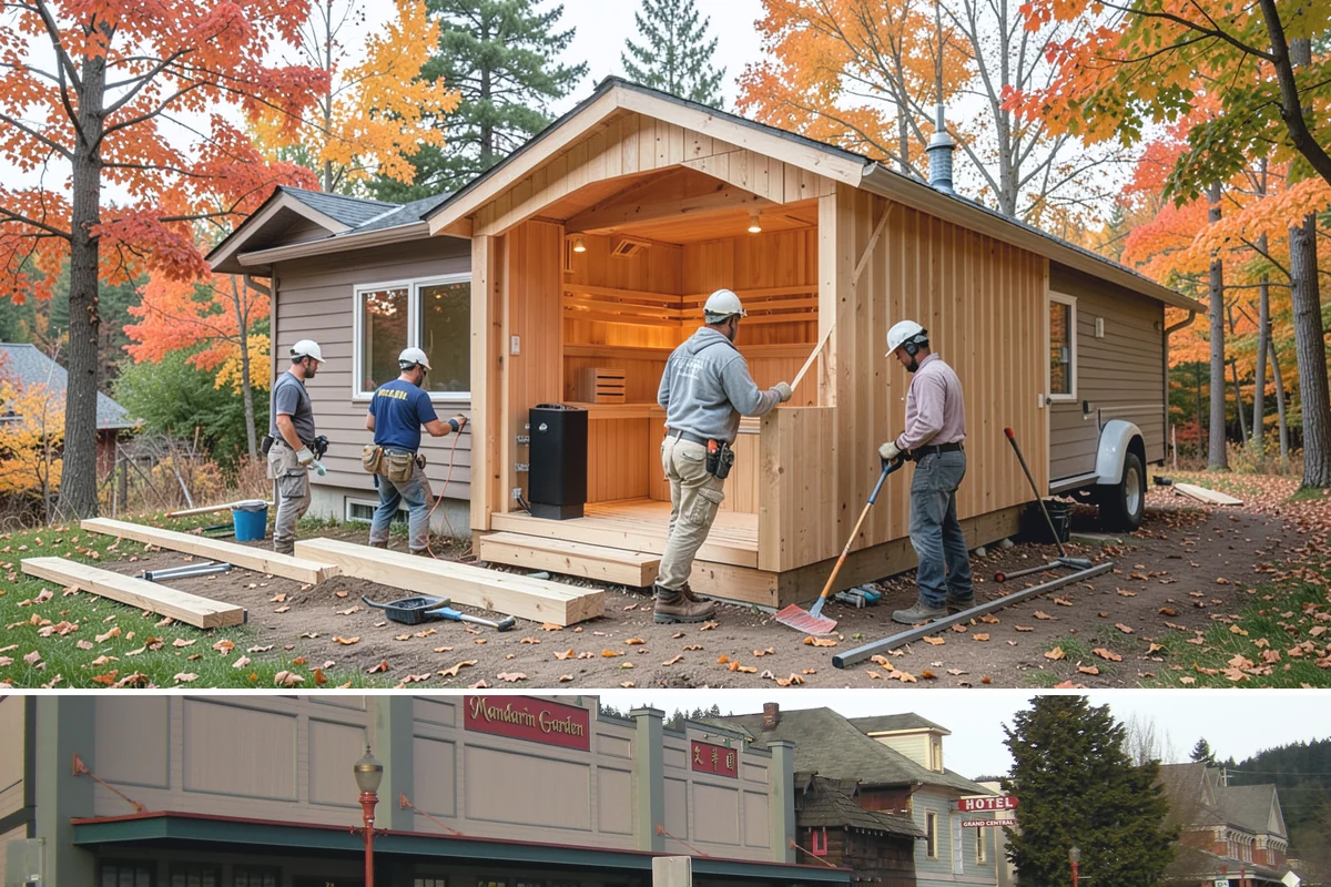 Conservatory Construction in Issaquah, King County, WA - The glass roof and walls are installed during dry weather to ensure fully weather-tight seals.