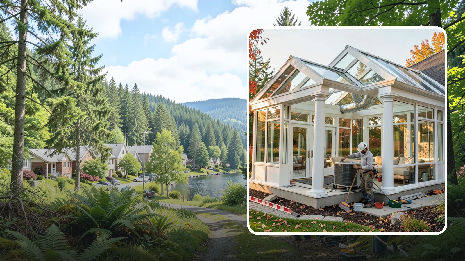 Conservatory Construction in Lake Forest Park, King County, WA - An elegant, classically styled glass room addition inspired by traditional garden conservatories.