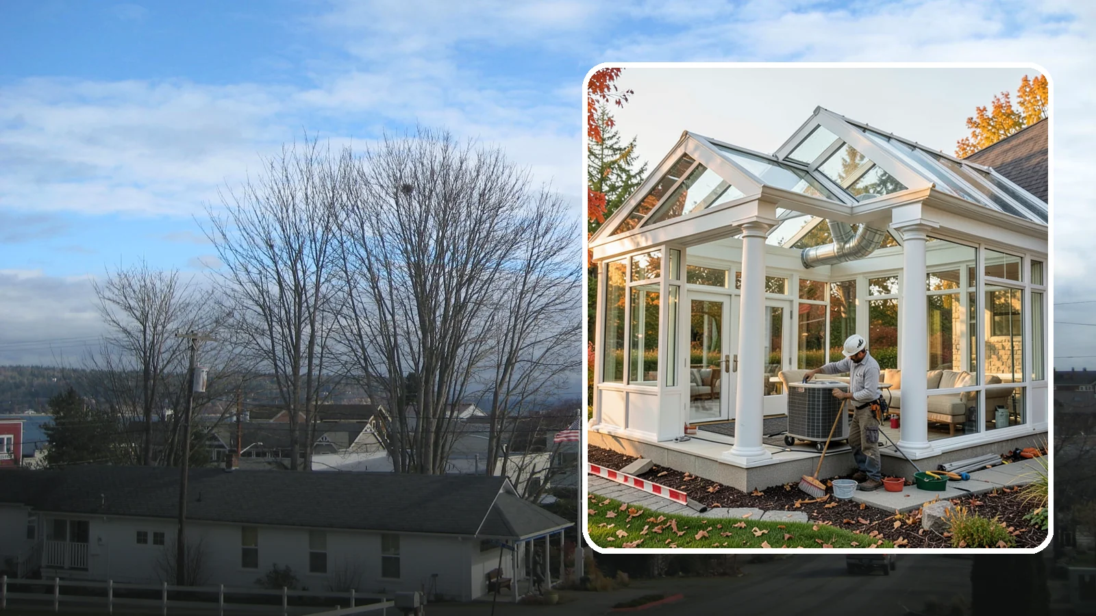 Conservatory Construction in Langley, Island County, WA - An elegant, classically styled glass room addition inspired by traditional garden conservatories.