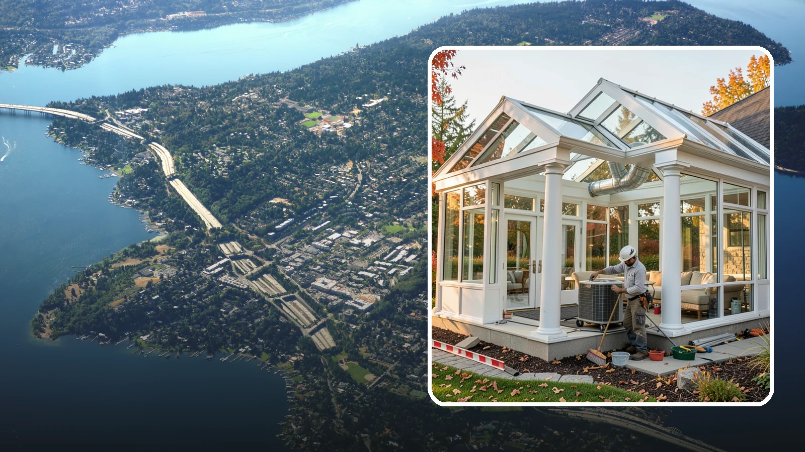 Conservatory Construction in Mercer Island, King County, WA - An elegant, classically styled glass room addition inspired by traditional garden conservatories.