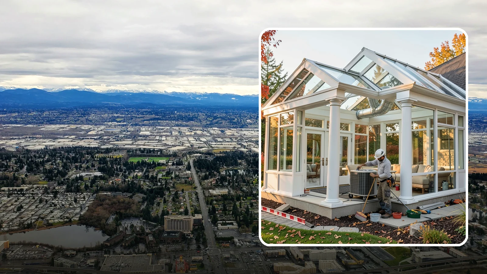 Conservatory Construction in SeaTac, King County, WA - An elegant, classically styled glass room addition inspired by traditional garden conservatories.