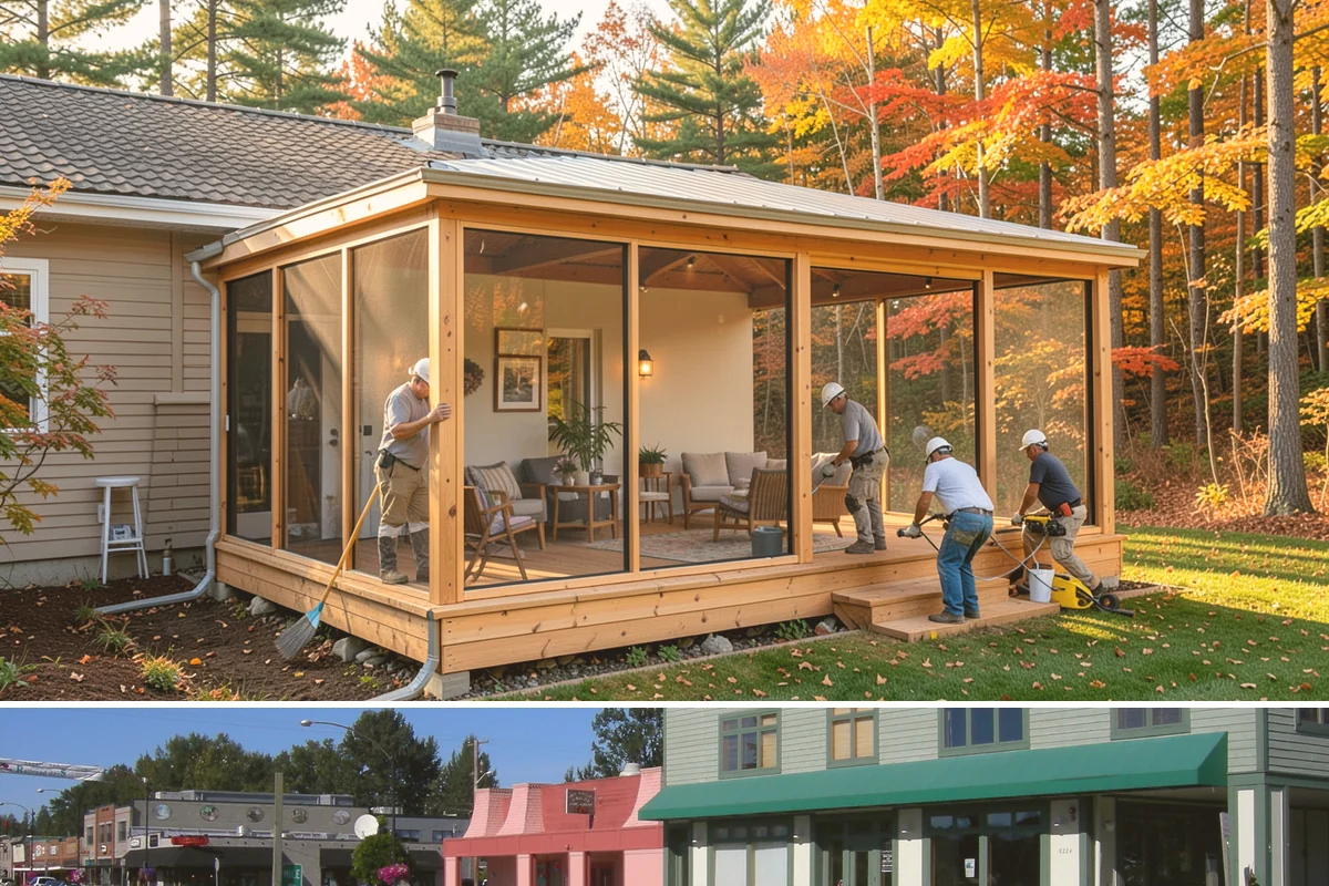 Conservatory Construction in Snoqualmie, King County, WA - The glass roof and walls are installed during dry weather to ensure fully weather-tight seals.