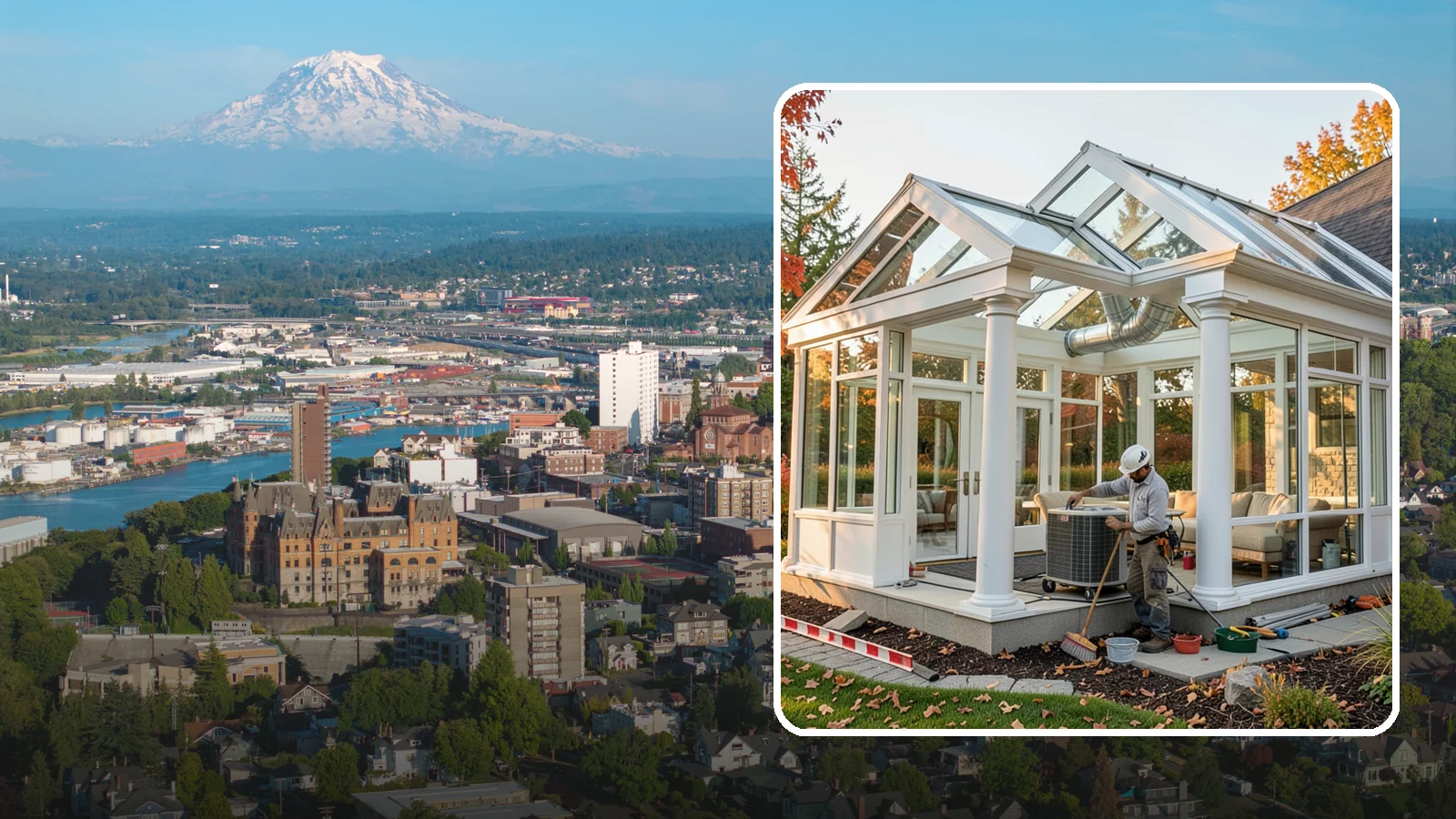 Conservatory Construction in Tacoma, Pierce County, WA - An elegant, classically styled glass room addition inspired by traditional garden conservatories.