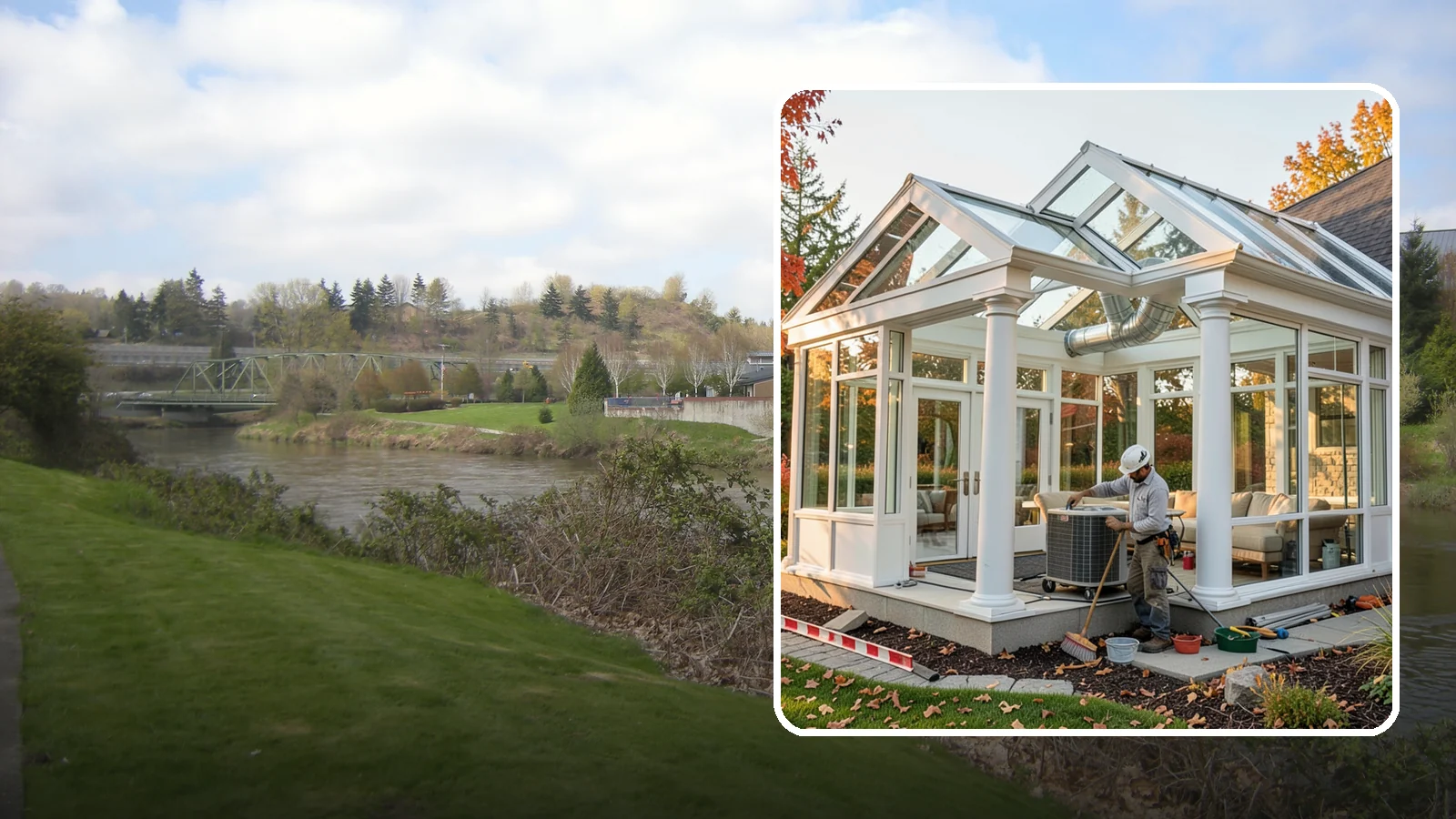 Conservatory Construction in Tukwila, King County, WA - An elegant, classically styled glass room addition inspired by traditional garden conservatories.