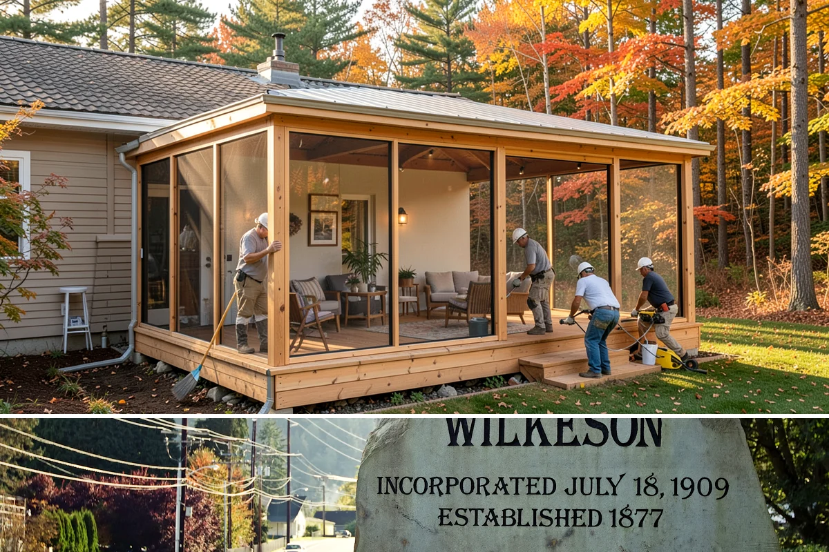 Conservatory Construction in Wilkeson, Pierce County, WA - The glass roof and walls are installed during dry weather to ensure fully weather-tight seals.