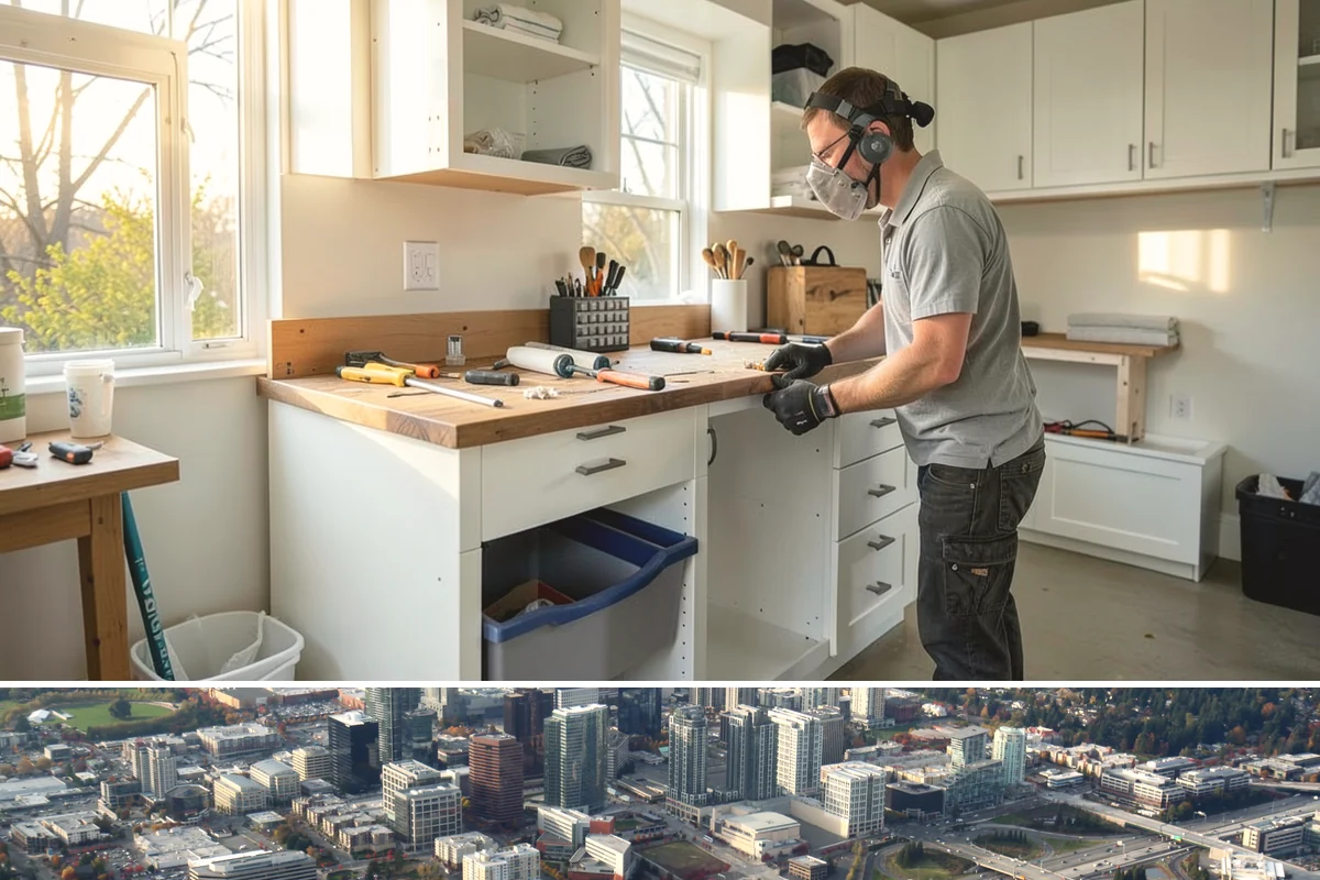 Cork Flooring Installation in Bellevue, King County, WA - Cork is best installed during drier months so the material acclimates without absorbing excess seasonal humidity.