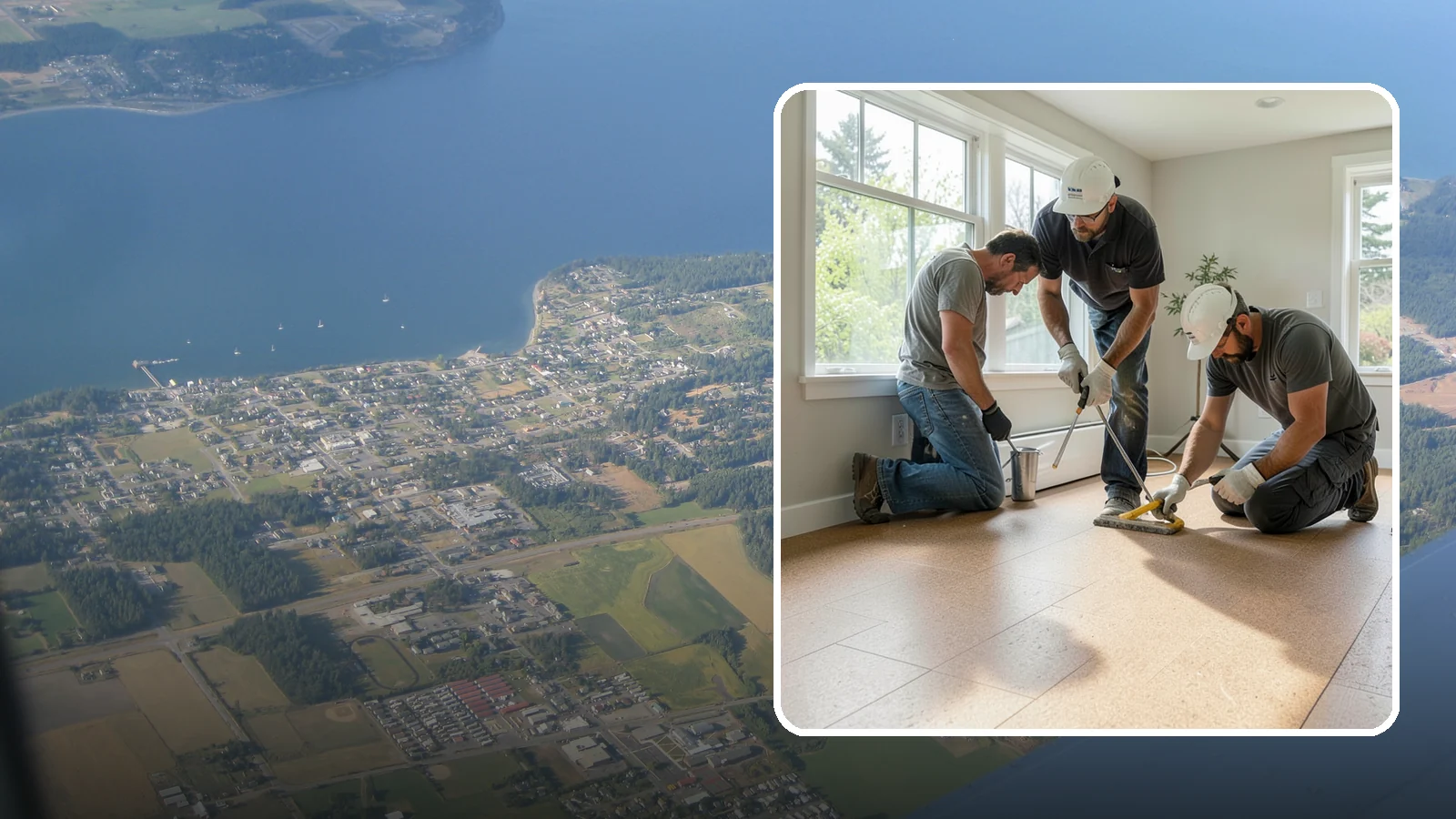 Cork Flooring Installation in Coupeville, Island County, WA - Comfortable, insulating cork flooring installation that is gentle underfoot and naturally warm.