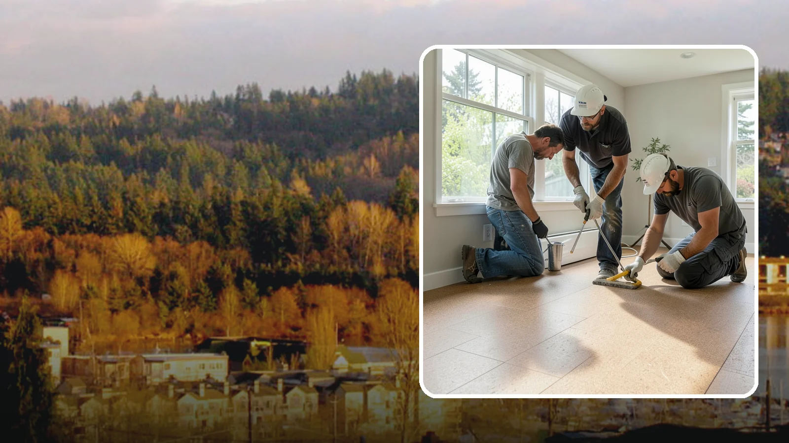 Cork Flooring Installation in Kenmore, King County, WA - Comfortable, insulating cork flooring installation that is gentle underfoot and naturally warm.