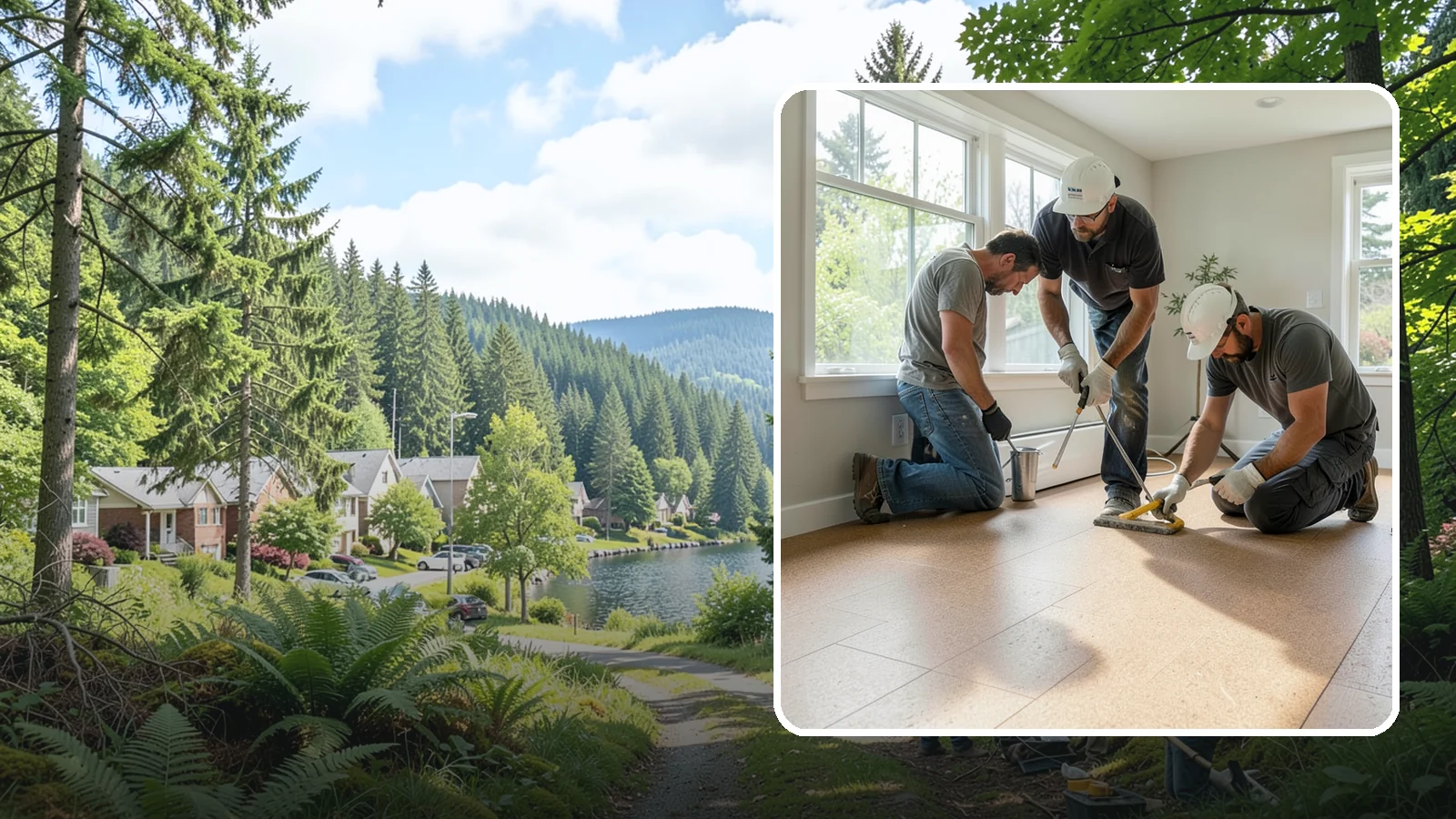 Cork Flooring Installation in Lake Forest Park, King County, WA - Comfortable, insulating cork flooring installation that is gentle underfoot and naturally warm.