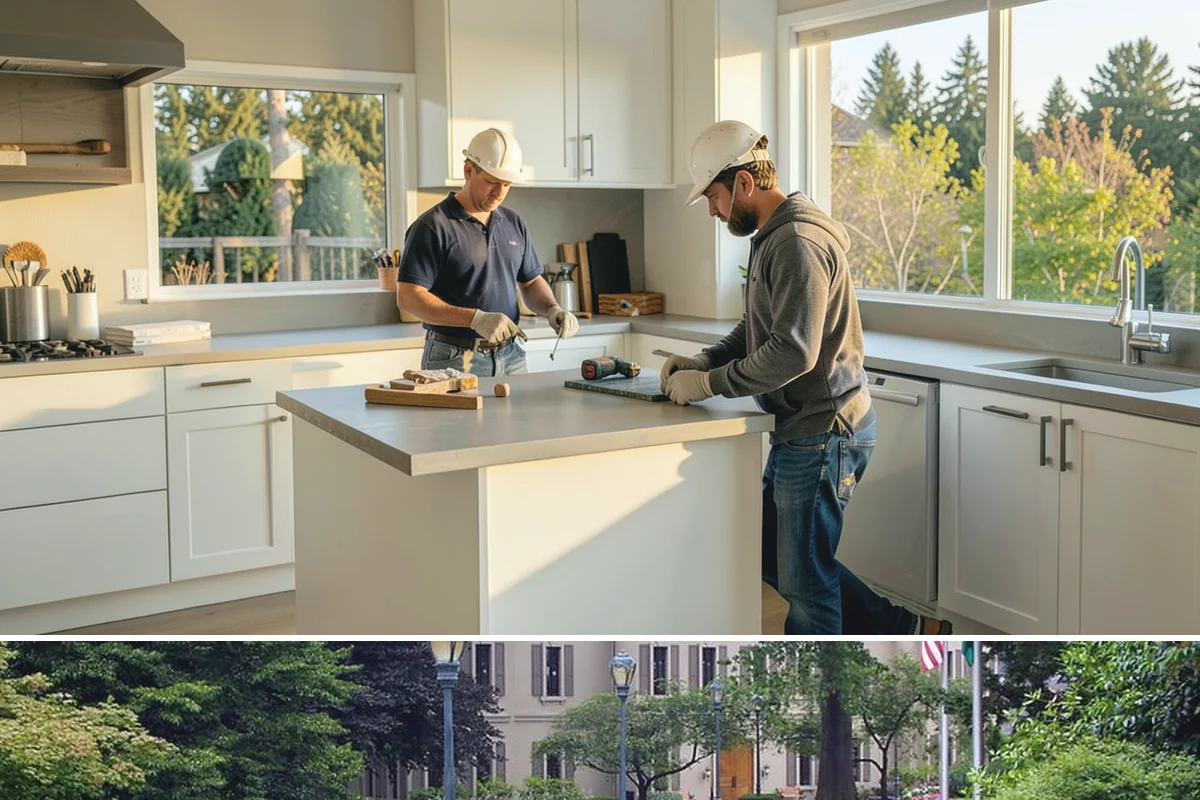 Countertop Fabrication in Woodinville, King County, WA - Countertop fabrication takes place in a controlled shop year-round, unaffected by Western Washington weather.