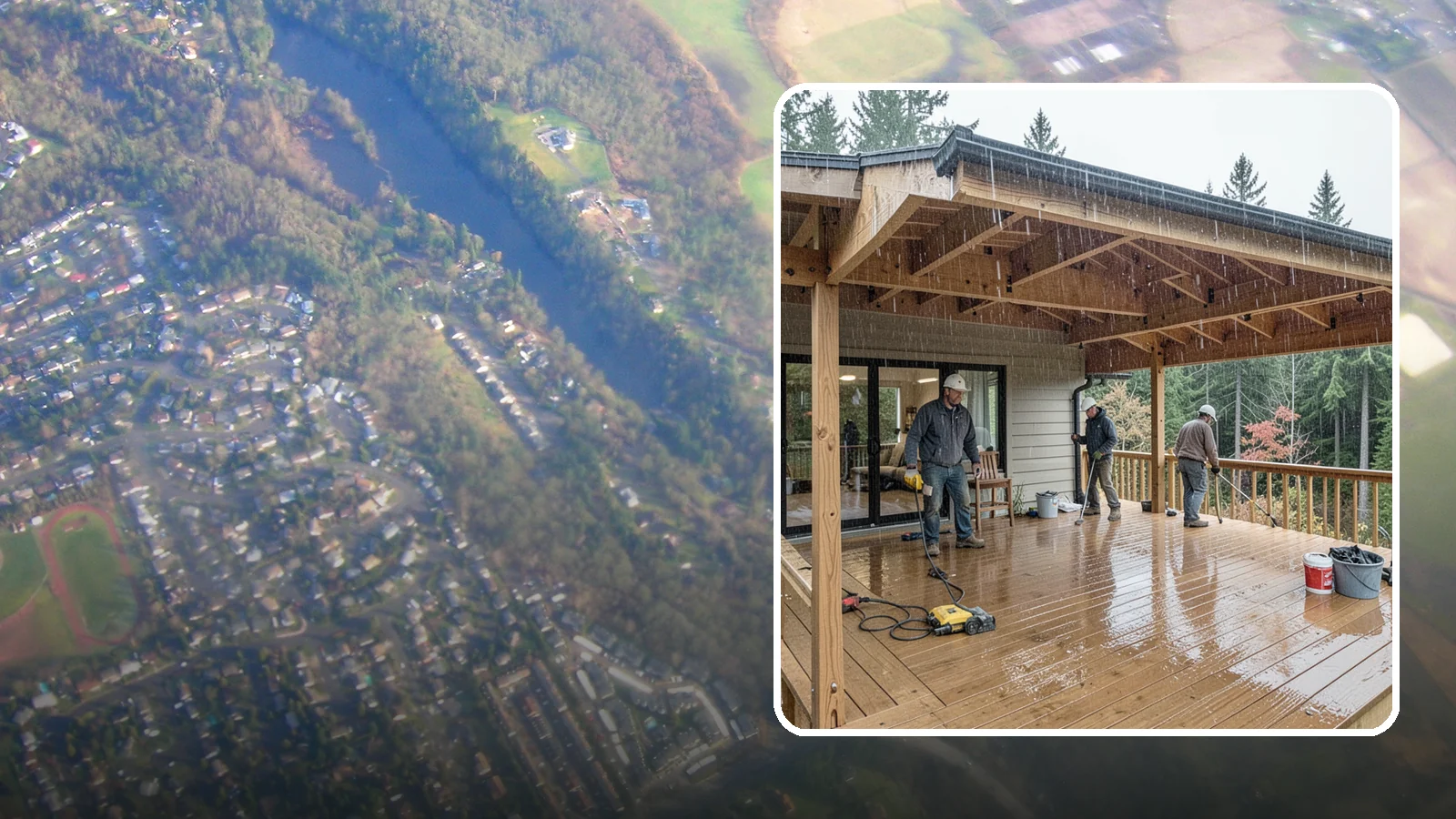 Covered Deck Construction in Algona, King County, WA - Covered deck construction that lets you enjoy the outdoors through every Northwest rain shower.